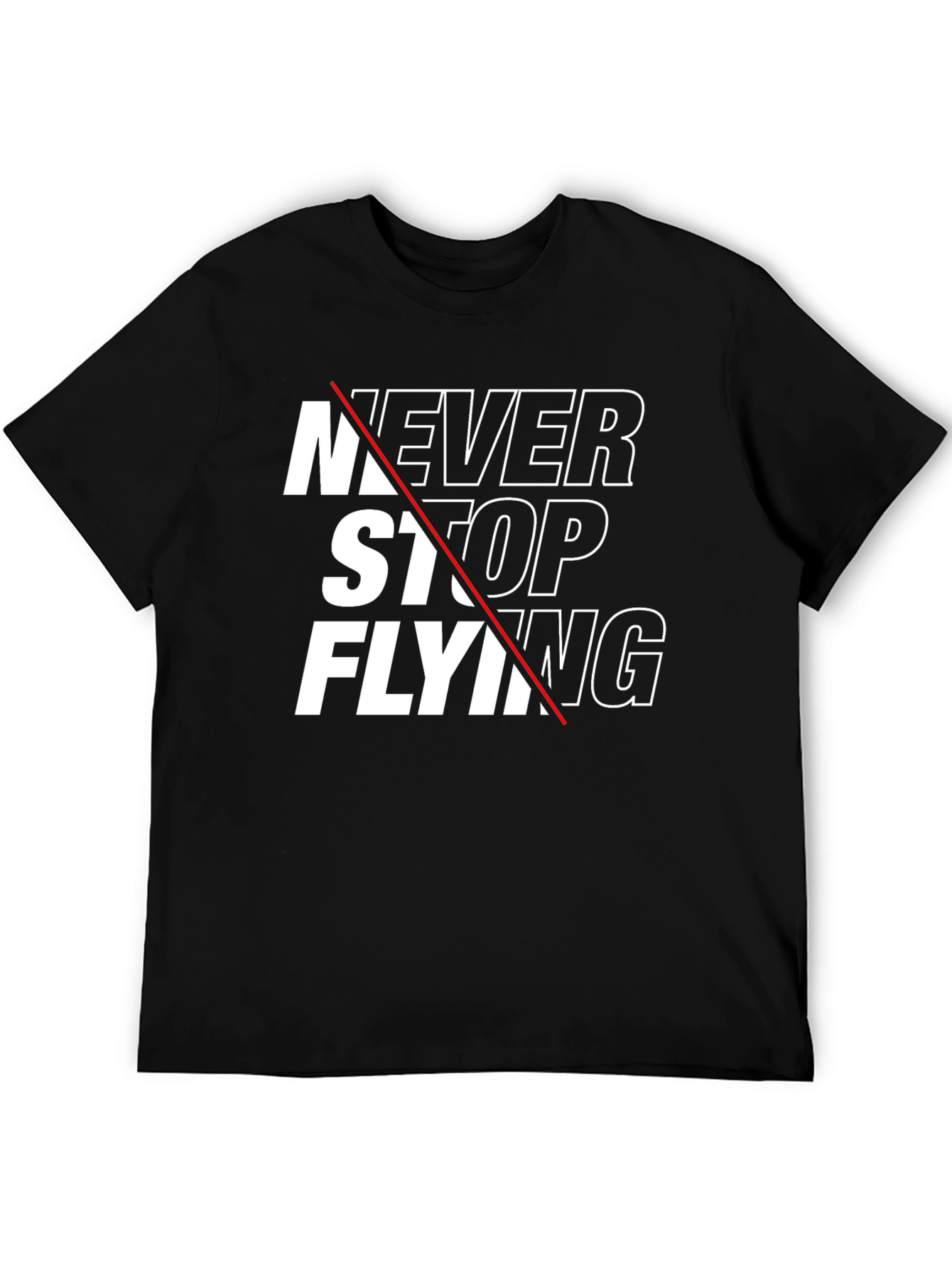 Never Stop Flying Graphic Tee - Mens Black T-Shirt