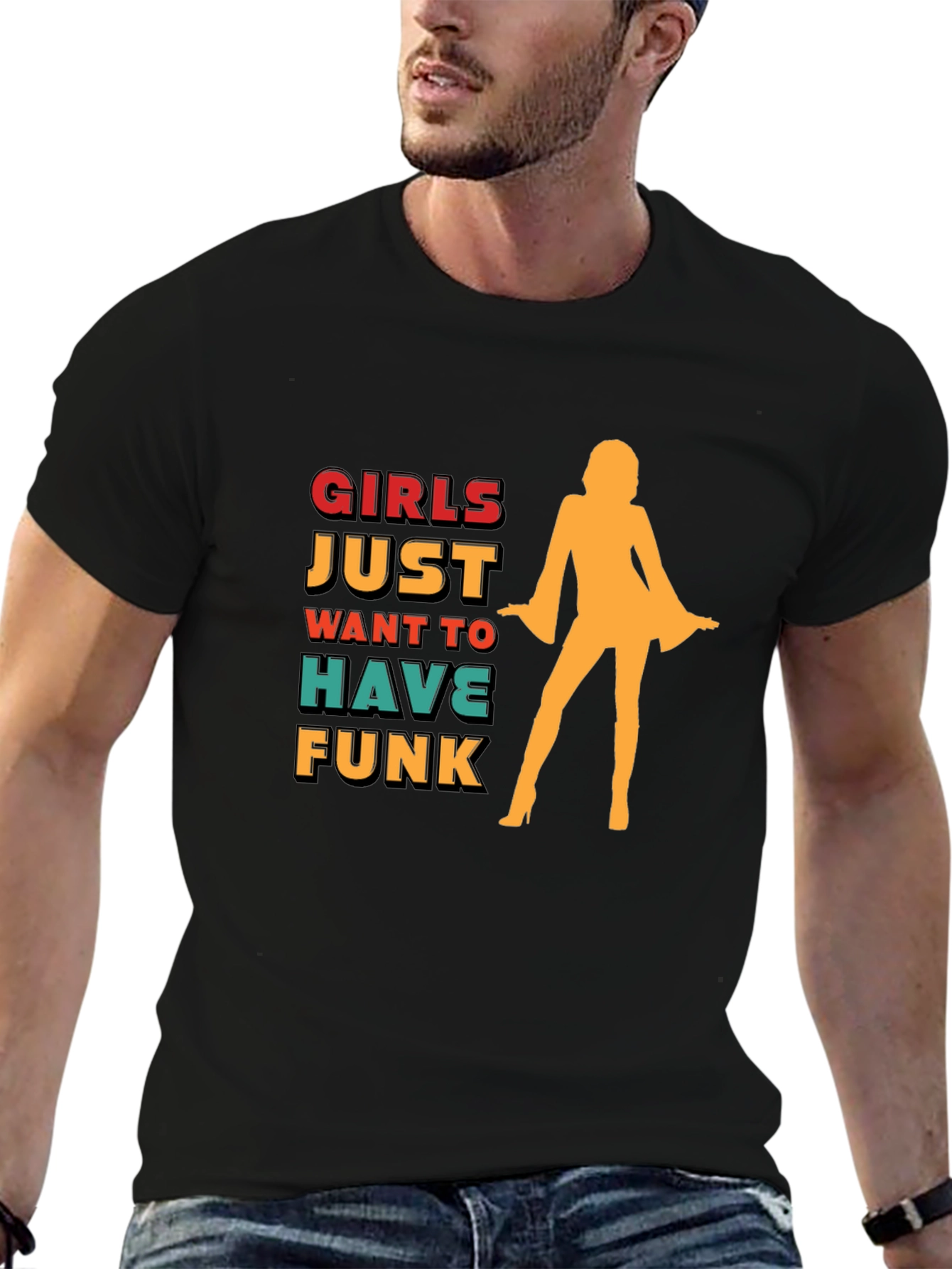 Girls Just Want To Have Funk Black Graphic T-Shirt