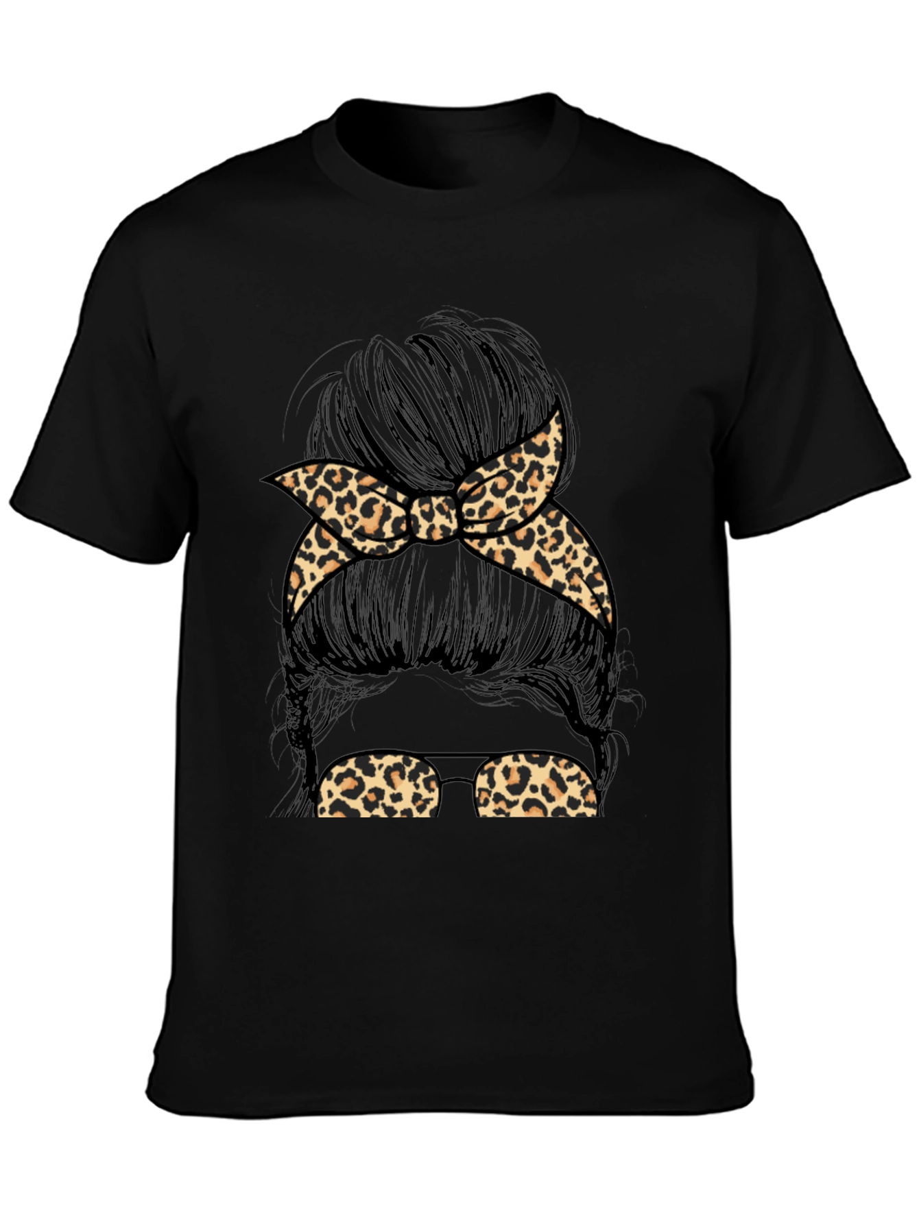 Messy Bun Leopard Print Tee