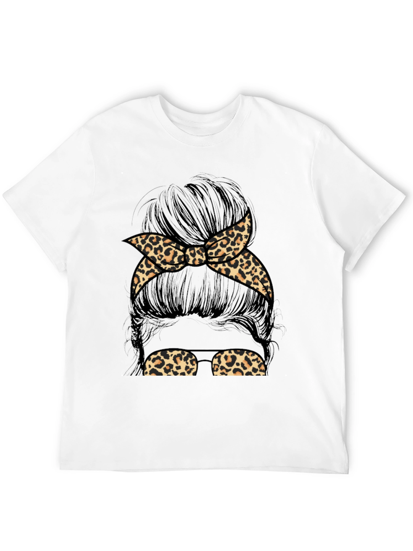 Messy Bun Leopard Print Tee