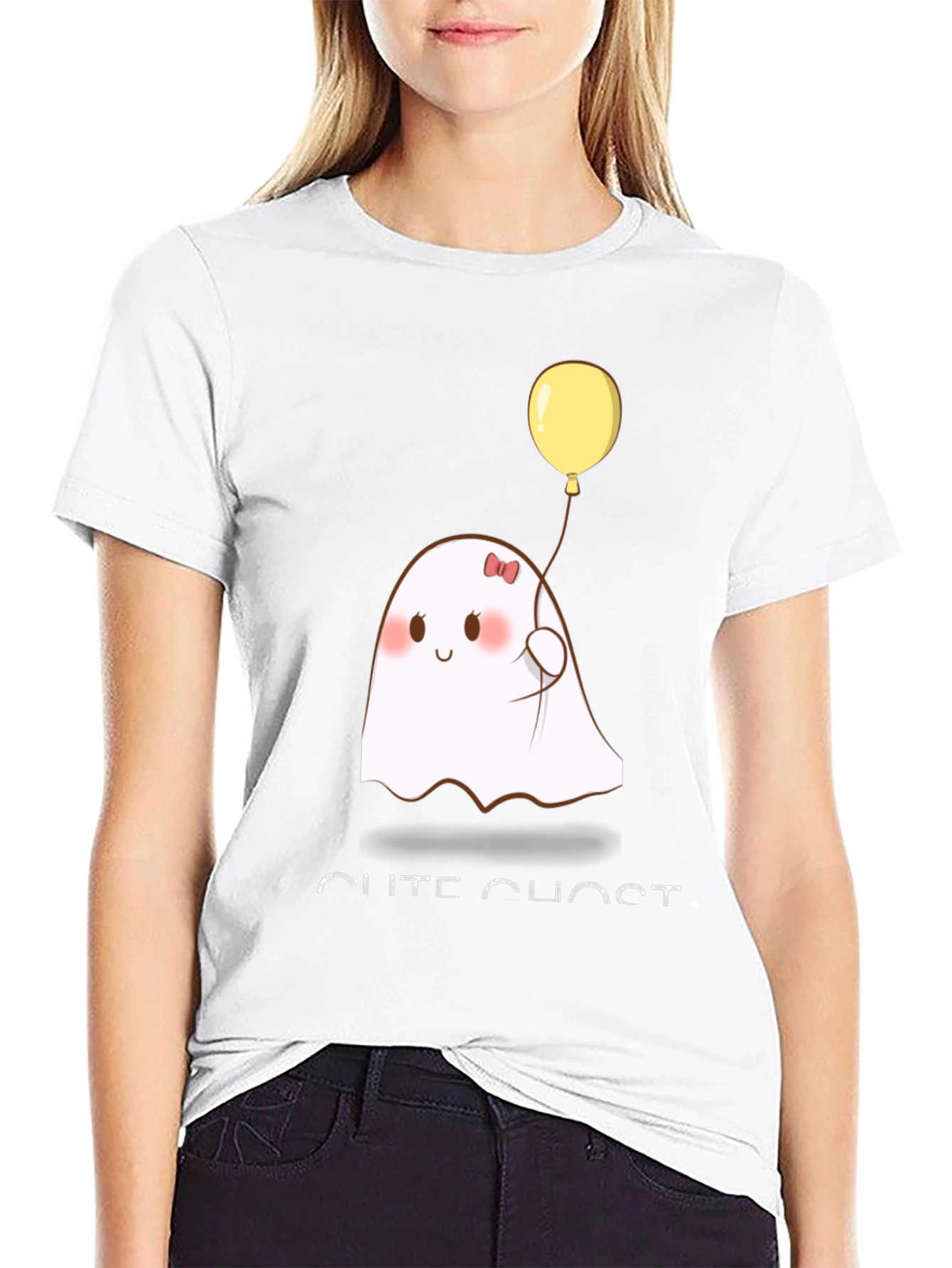 Cute Ghost T-Shirt - Black Cotton Blend