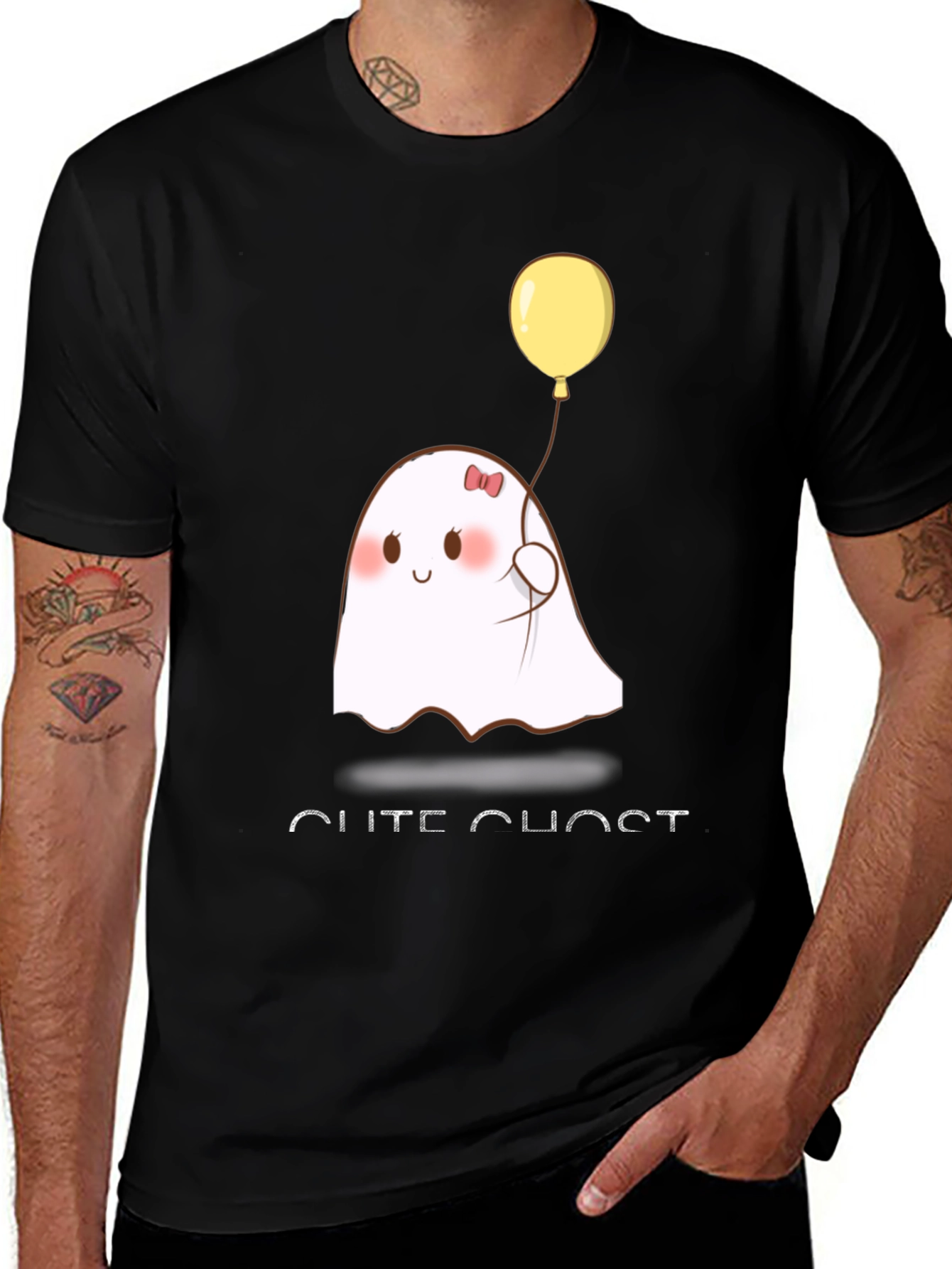 Cute Ghost T-Shirt - Black Cotton Blend
