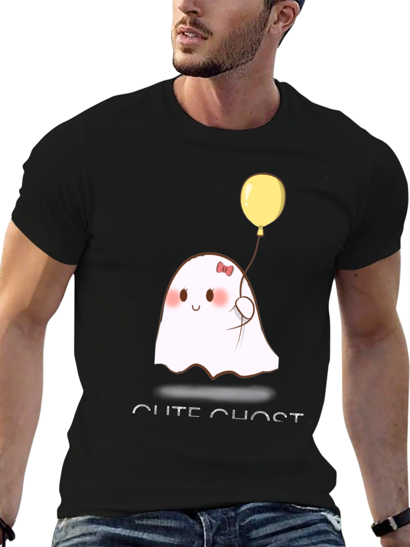Cute Ghost T-Shirt - Black Cotton Blend