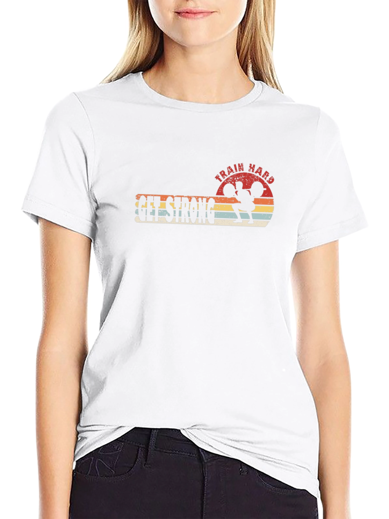Train Hard Get Strong Black Graphic Tee