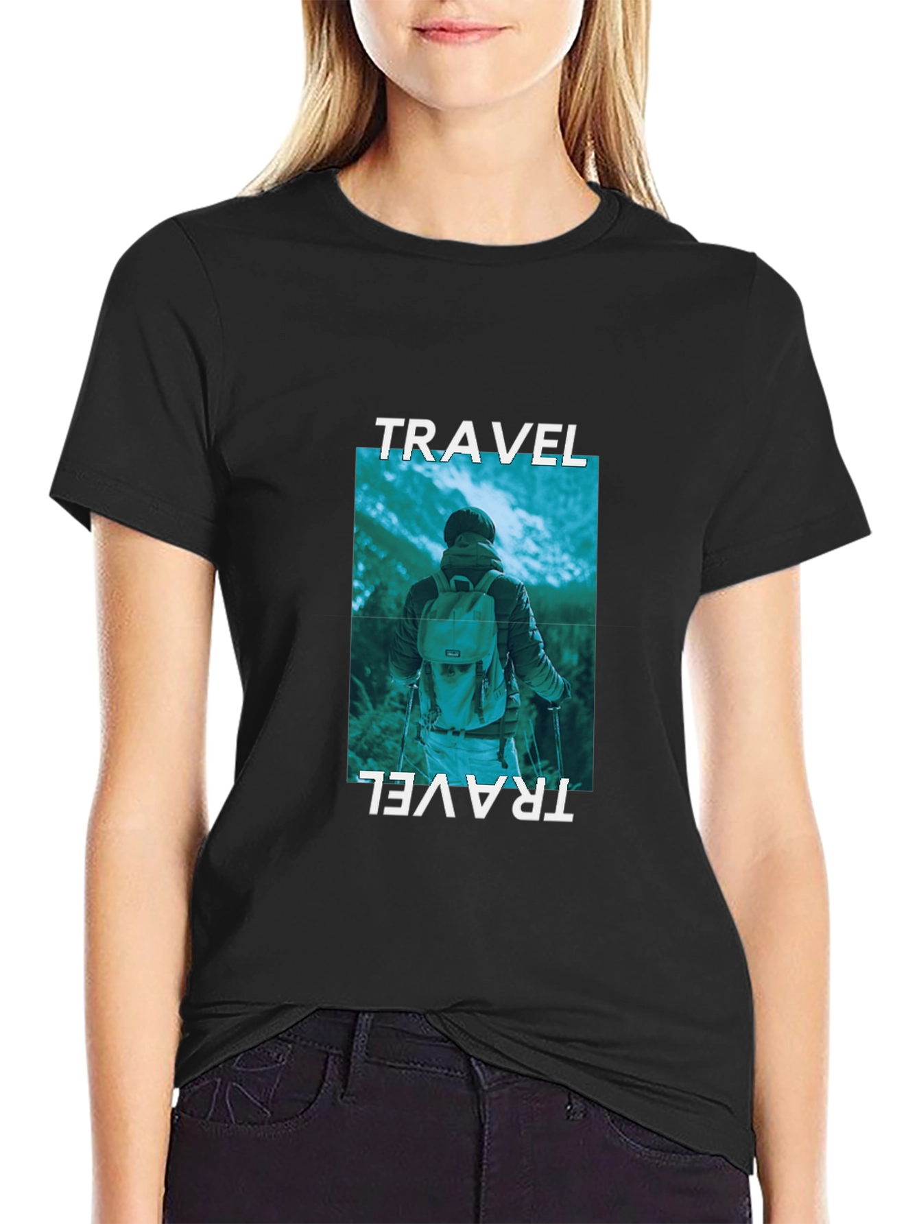 Travel Adventure Graphic Tee - Black
