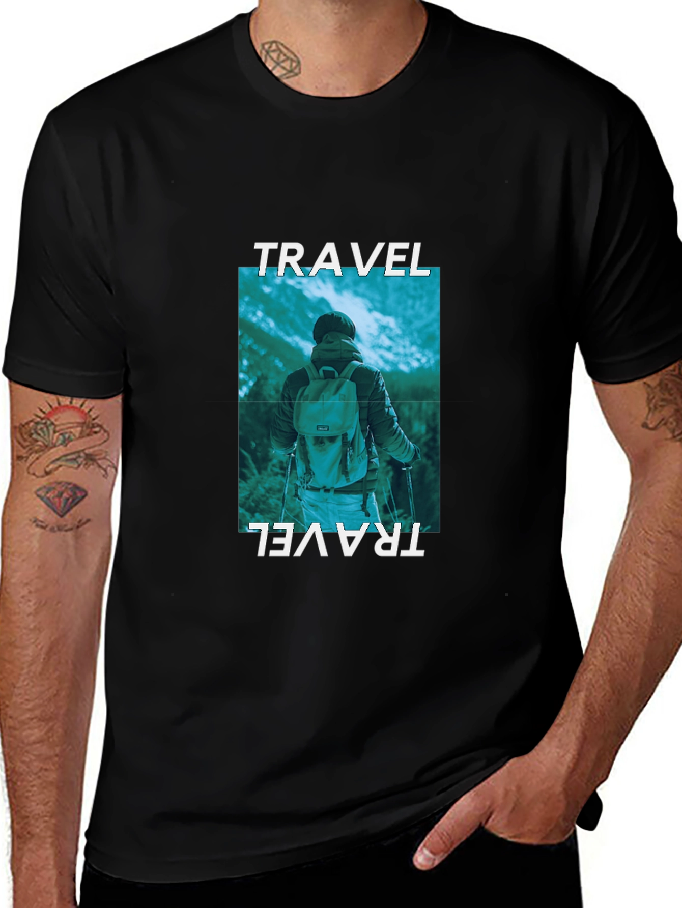 Travel Adventure Graphic Tee - Black