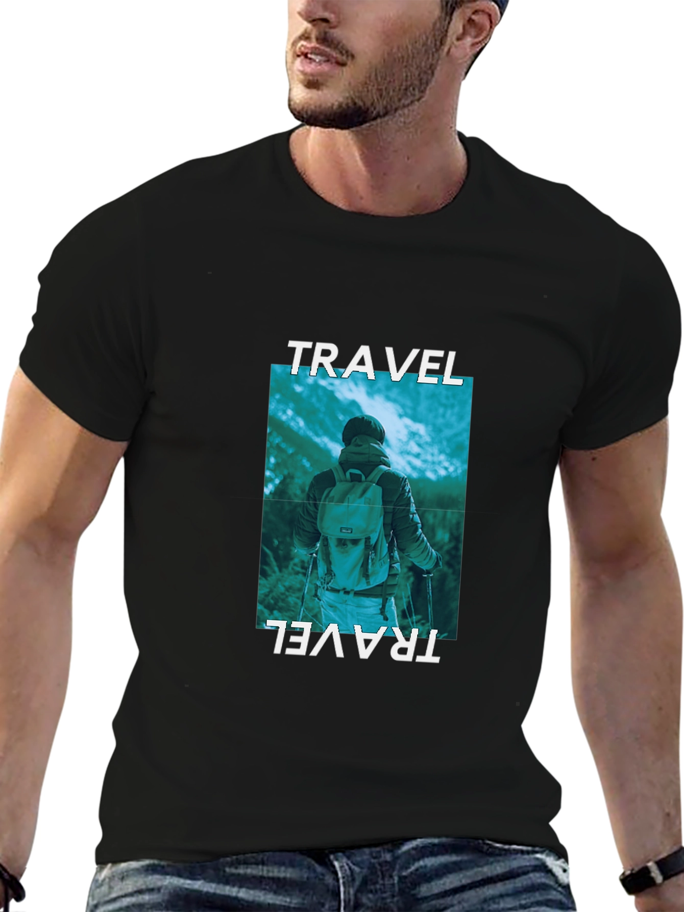 Travel Adventure Graphic Tee - Black