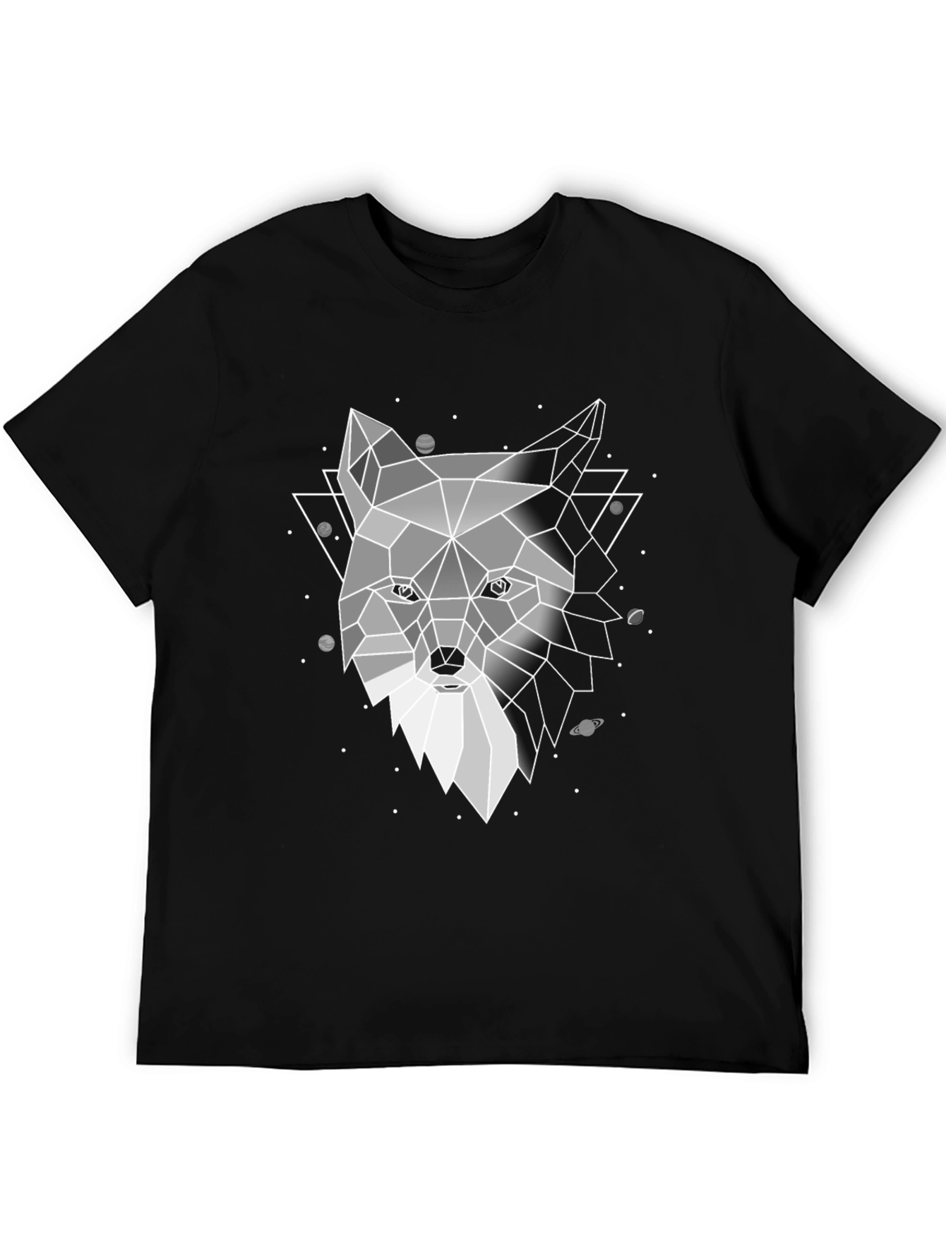 Geometric Fox Graphic Black T-Shirt