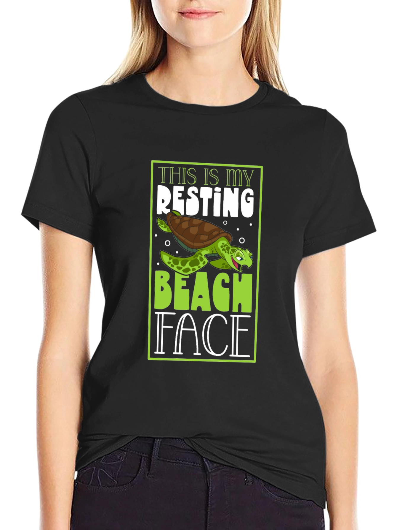 Resting Beach Face Turtle Graphic Tee