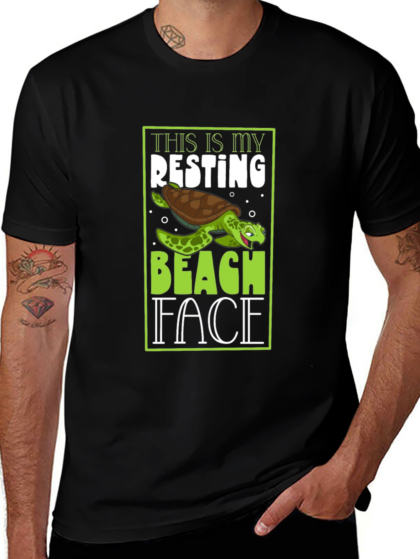Resting Beach Face Turtle Graphic Tee