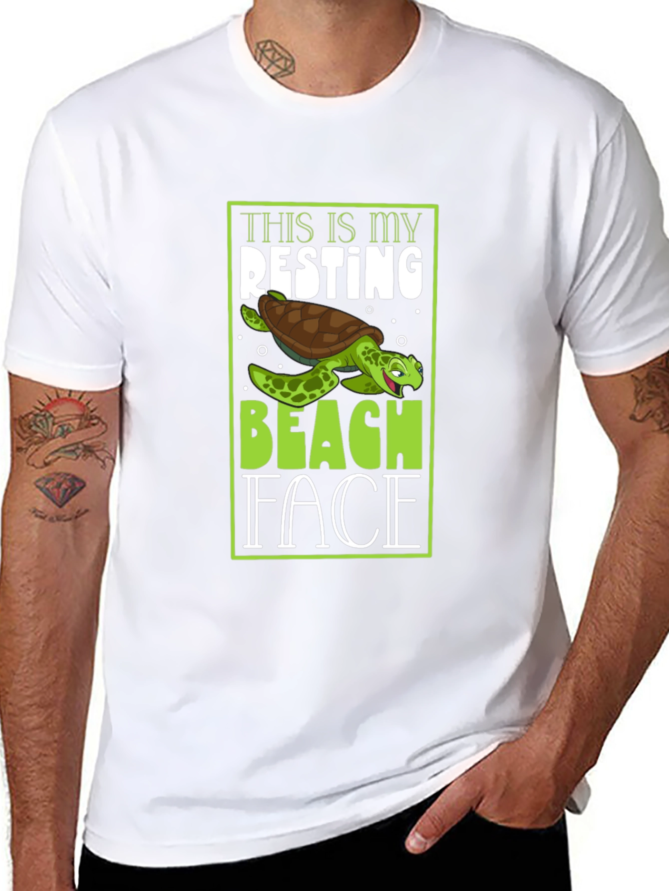 Resting Beach Face Turtle Graphic Tee