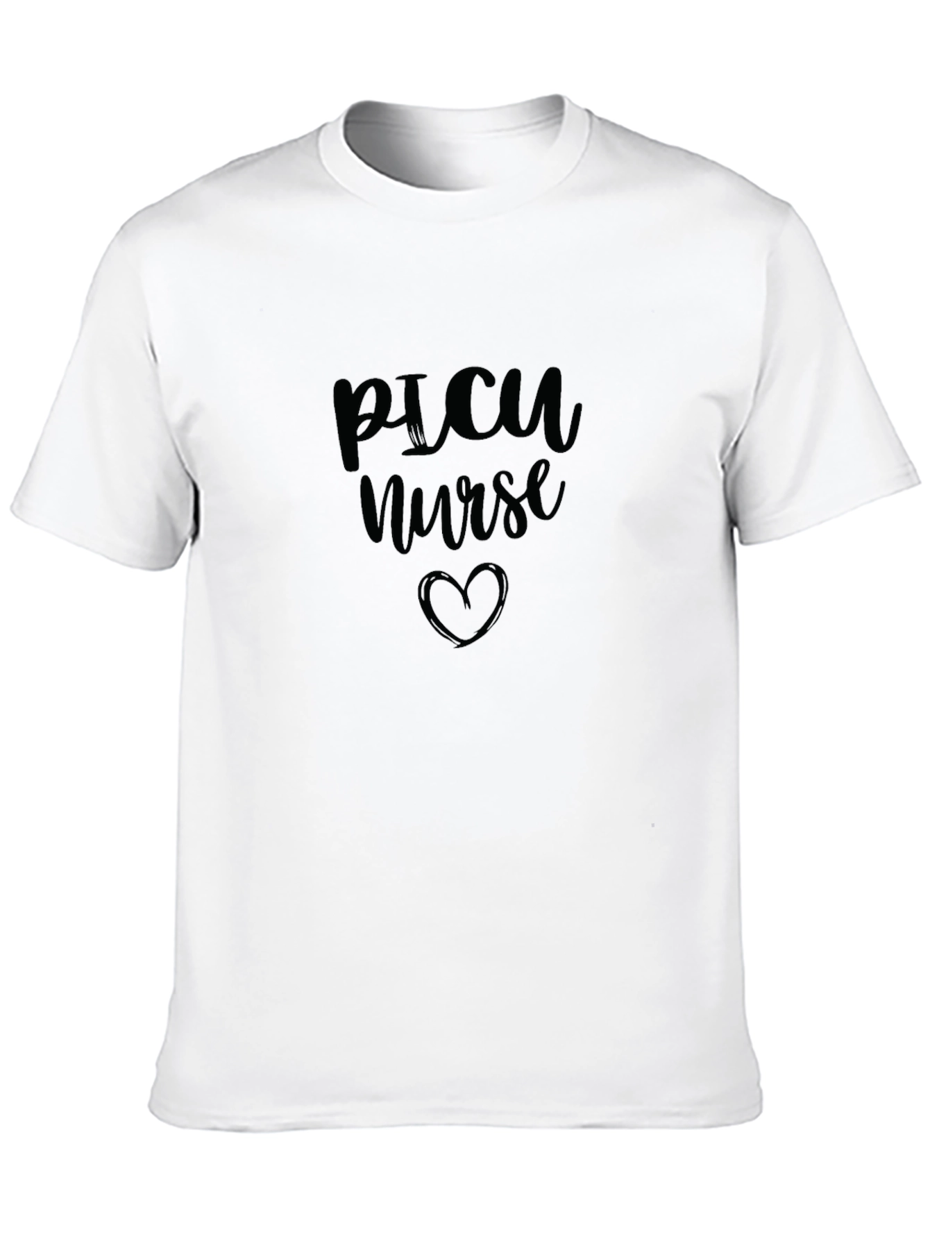 PICU Nurse Heart Graphic Black T-Shirt