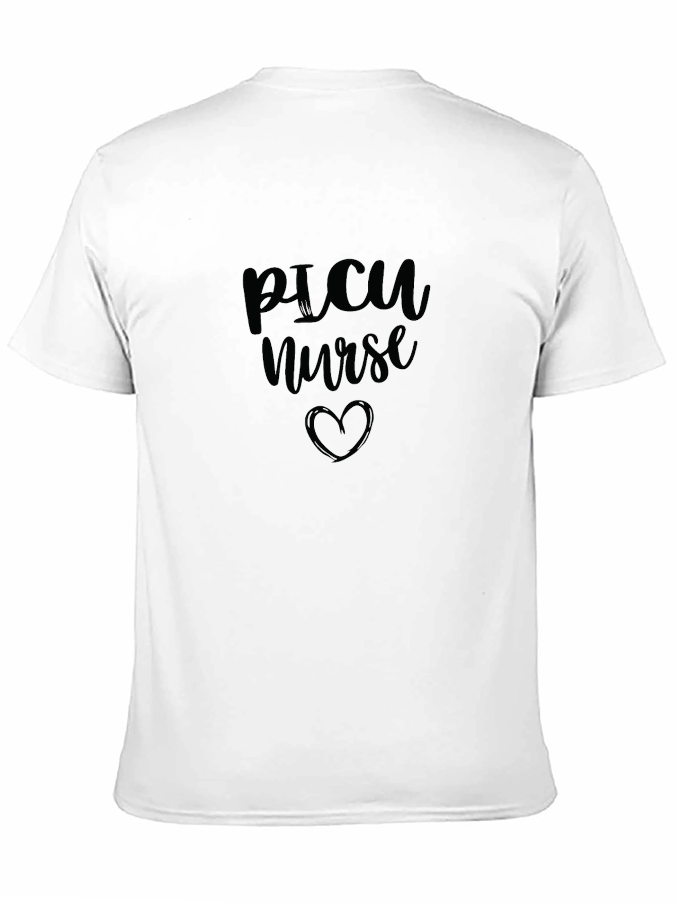PICU Nurse Heart Graphic Black T-Shirt