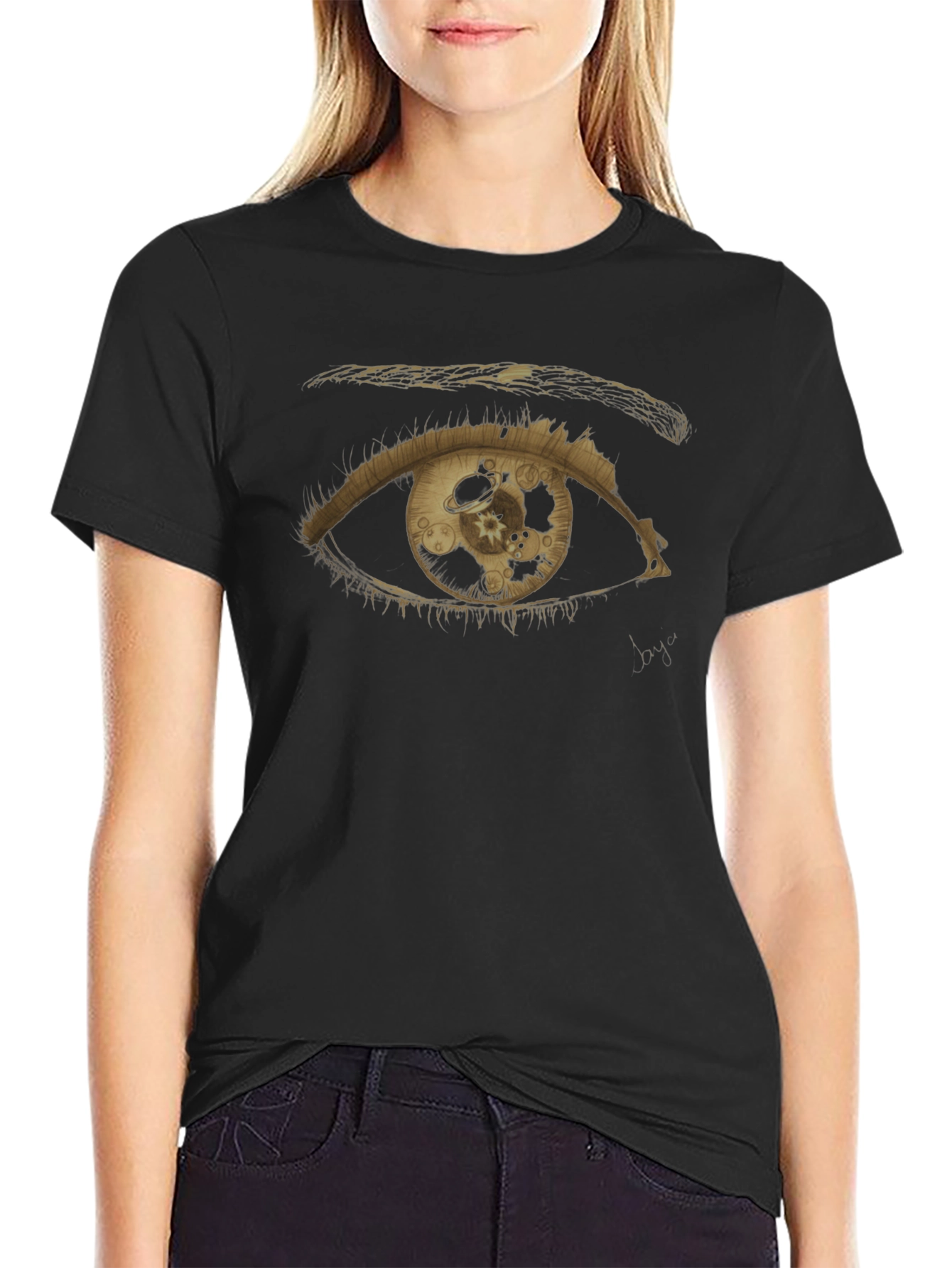 Eye of Time Black Graphic T-Shirt