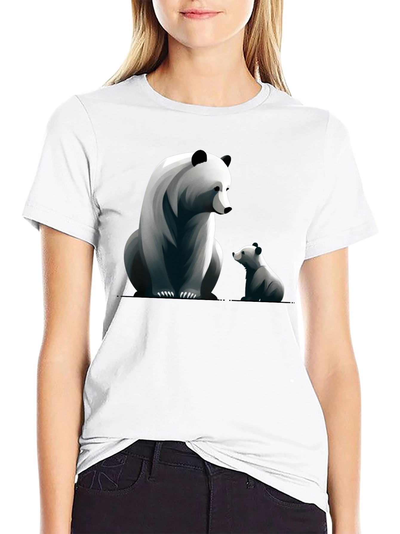 Panda Bear Graphic Tee - Black
