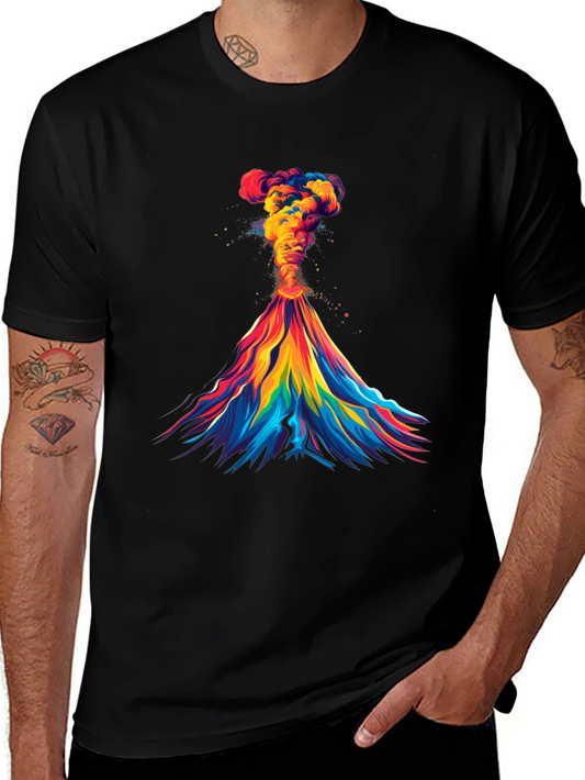 Colorful Volcano Graphic Tee - Erupting Style