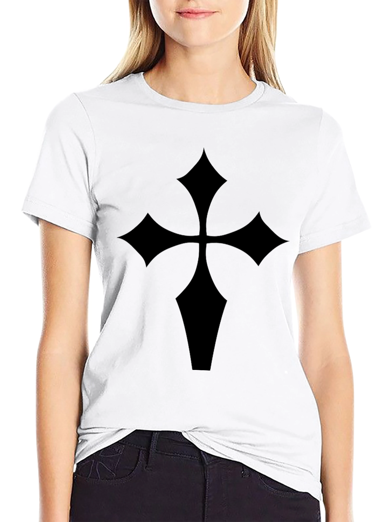 Black Gothic Cross T-Shirt - Mens Fashion