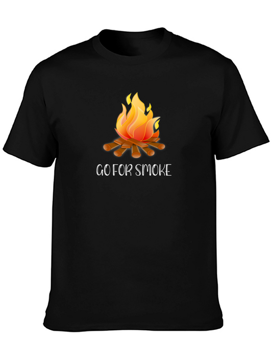 Go For Smoke Campfire Graphic Tee - Black Cotton Casual T-Shirt