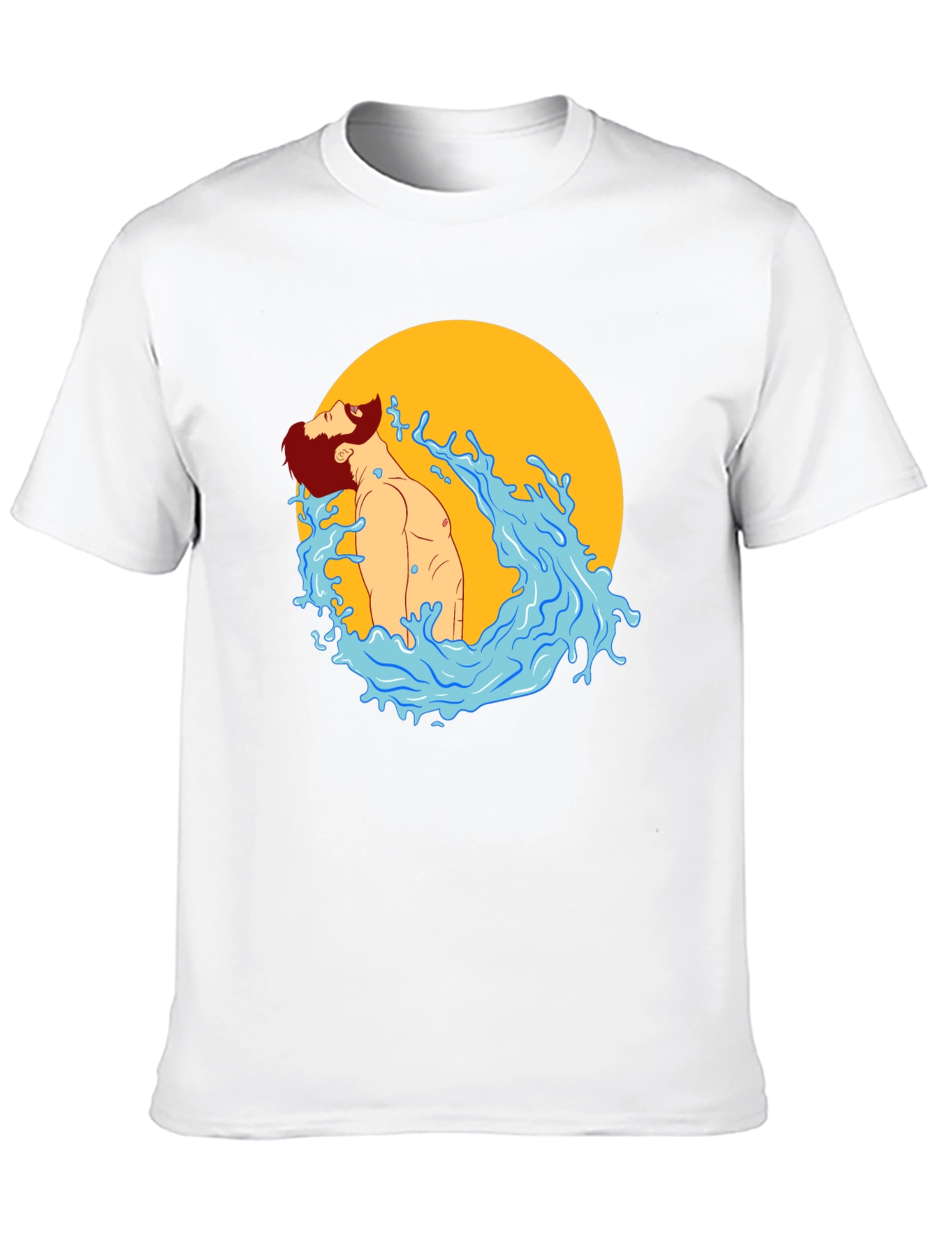 Illustrated Man in Water Graphic T-Shirt