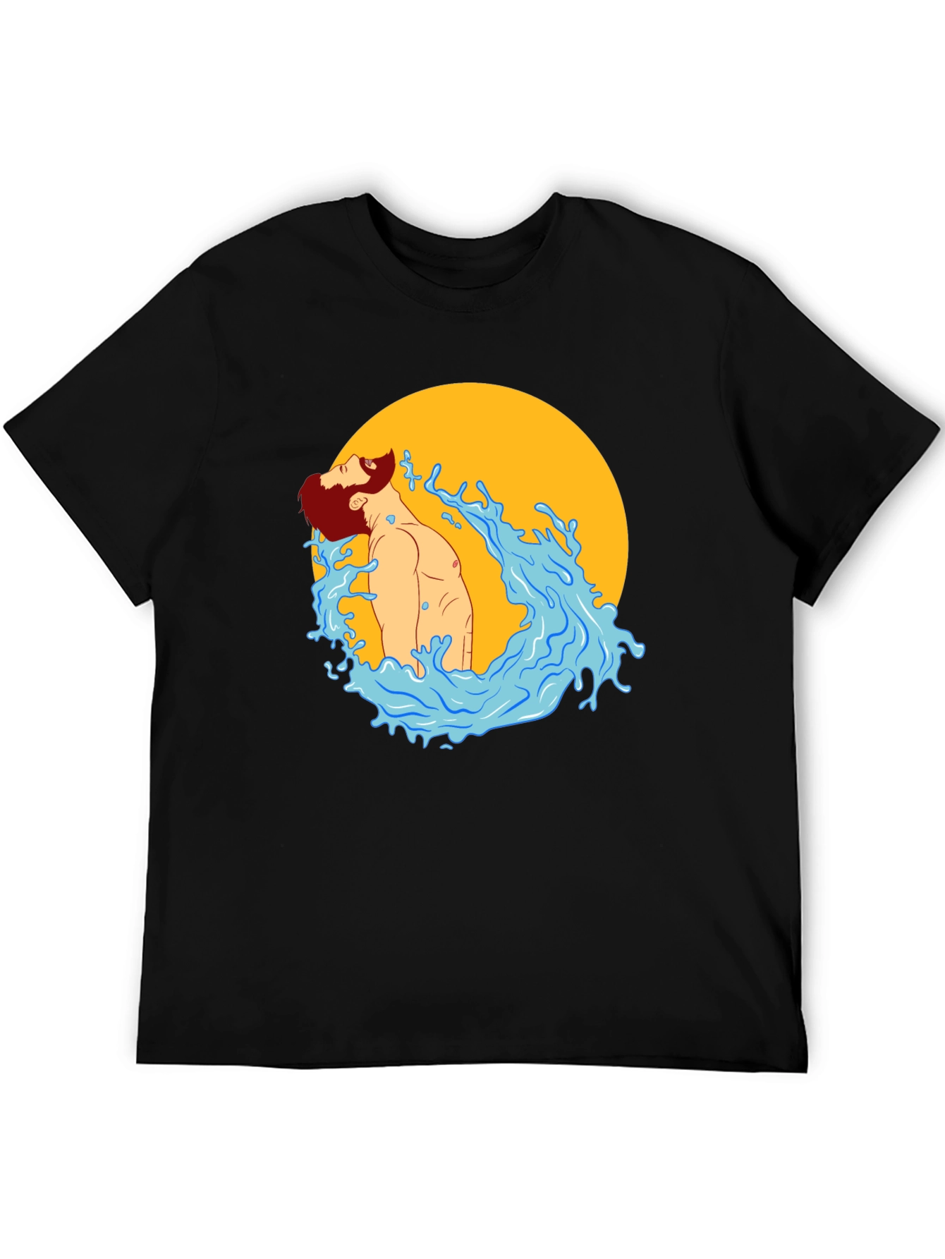 Illustrated Man in Water Graphic T-Shirt