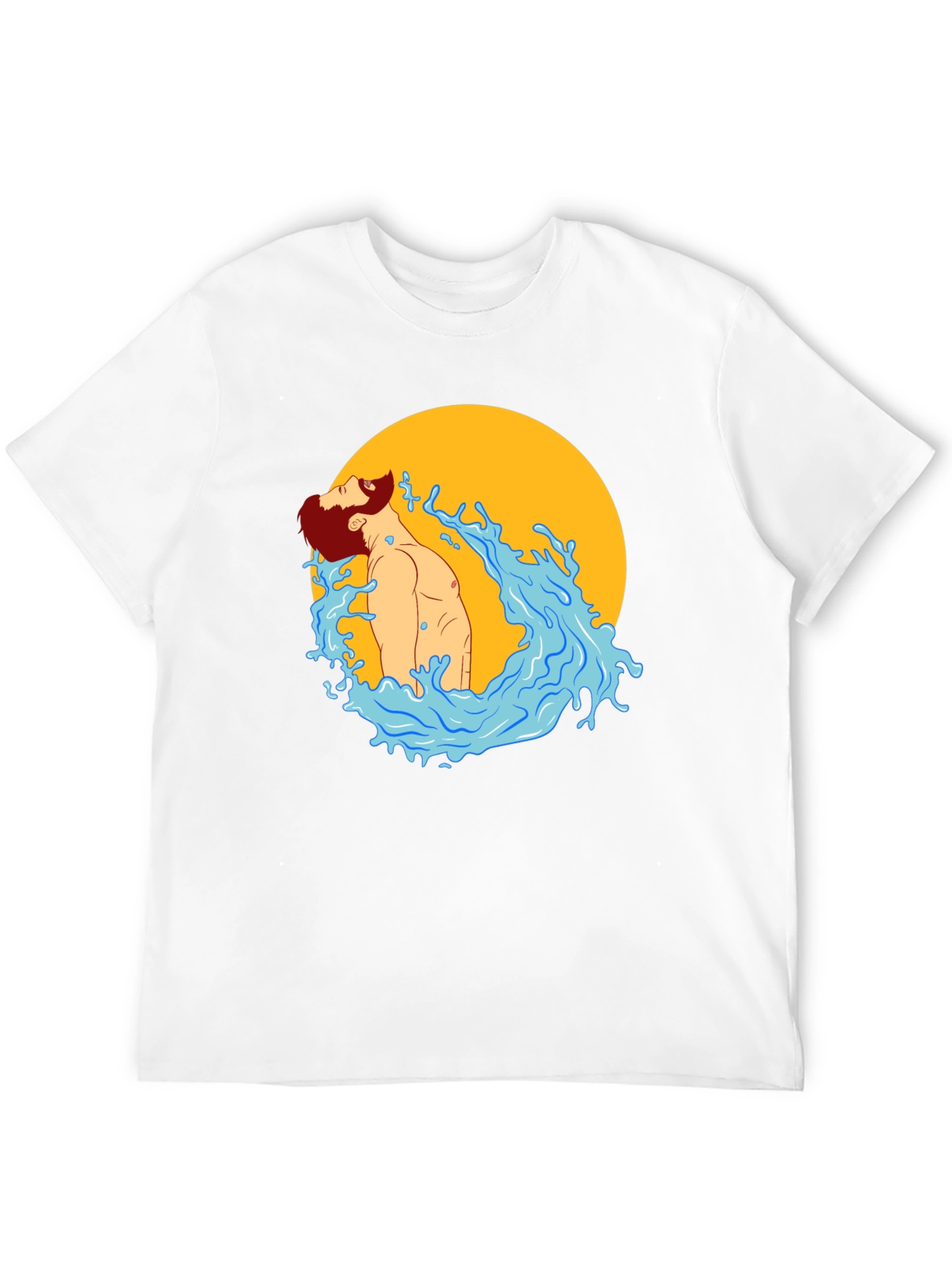 Illustrated Man in Water Graphic T-Shirt