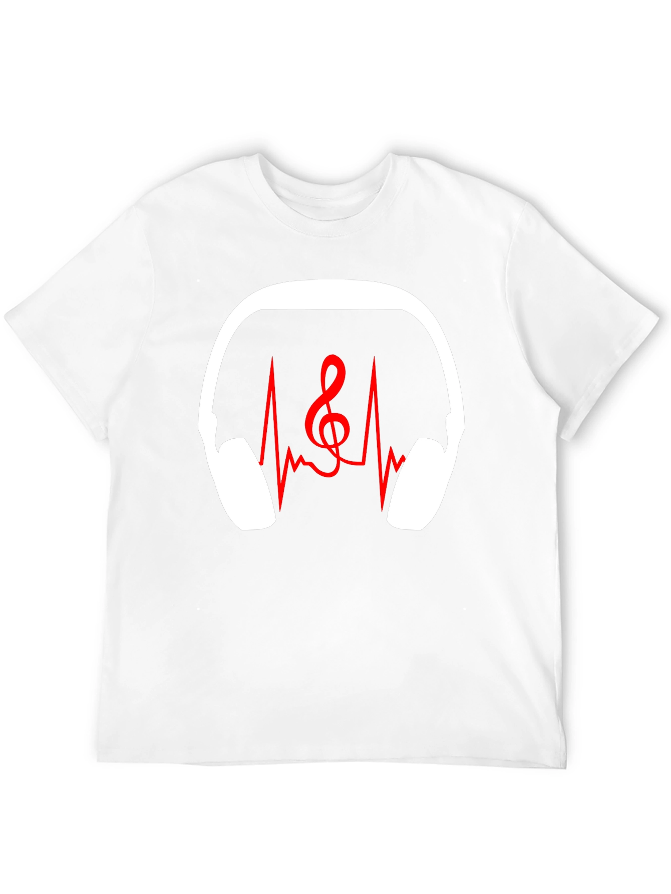 Music Lover T-Shirt - Headphones Heartbeat Treble Clef