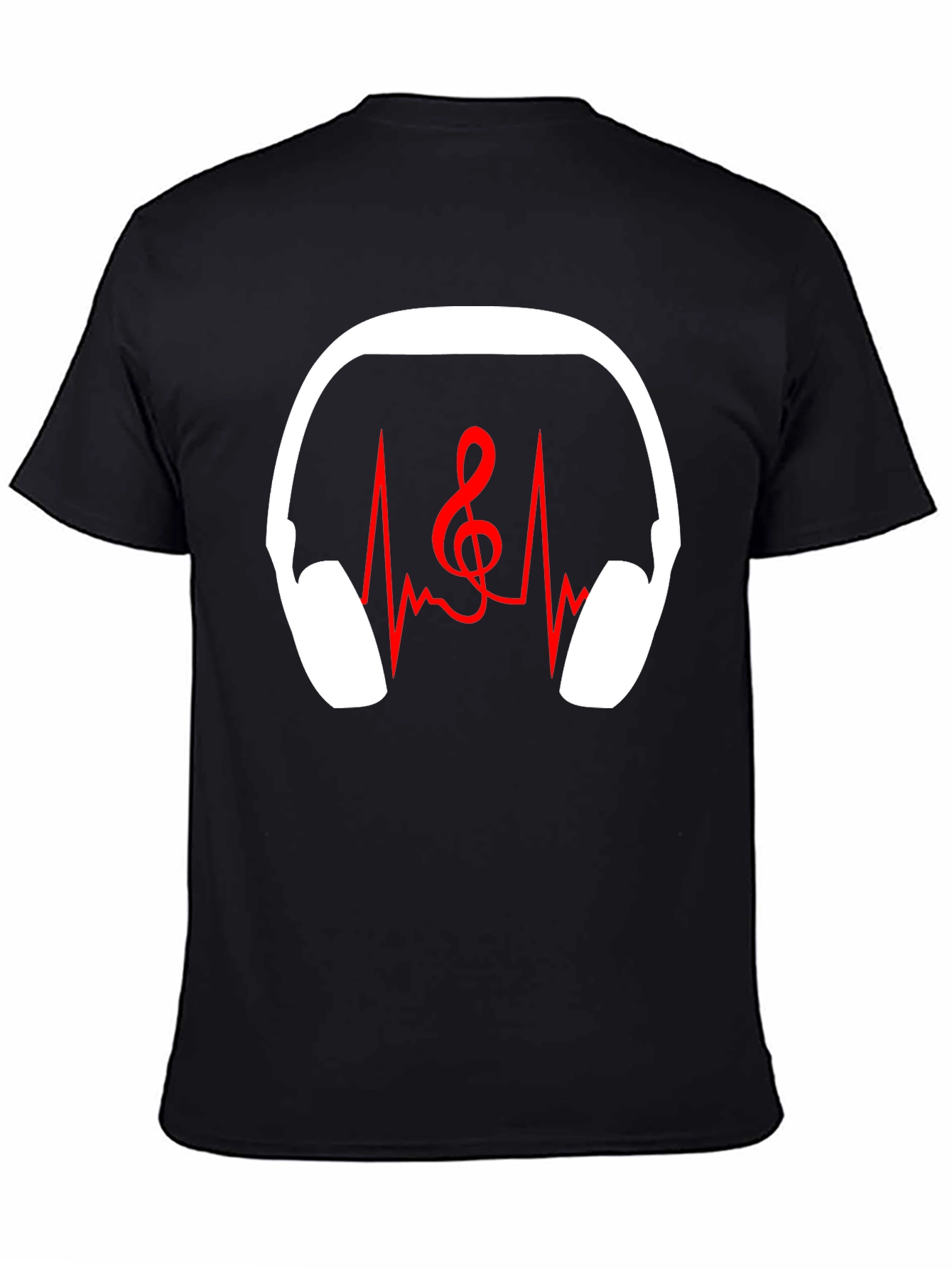 Music Lover T-Shirt - Headphones Heartbeat Treble Clef