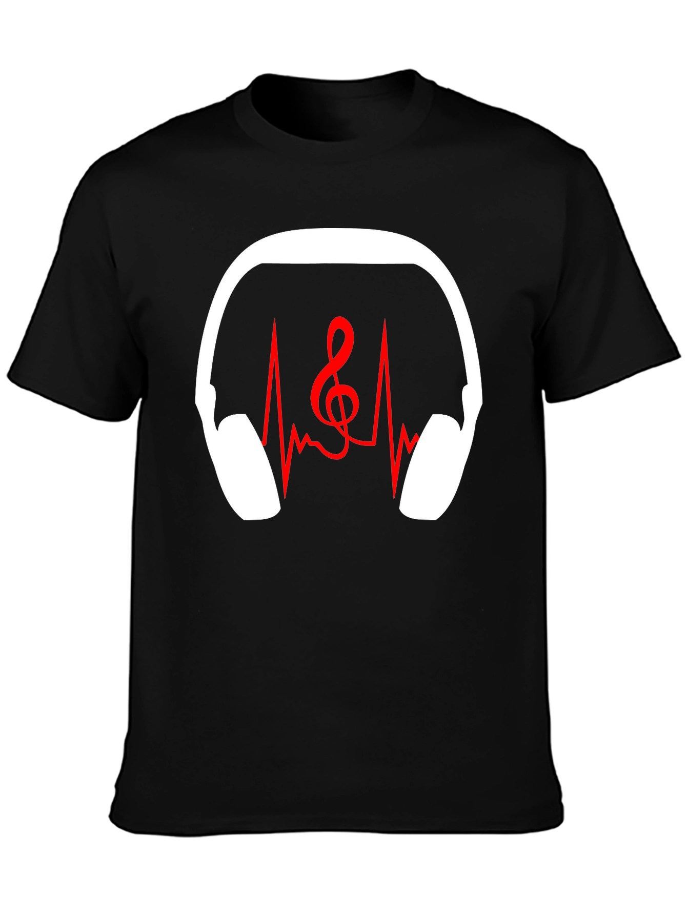 Music Lover T-Shirt - Headphones Heartbeat Treble Clef