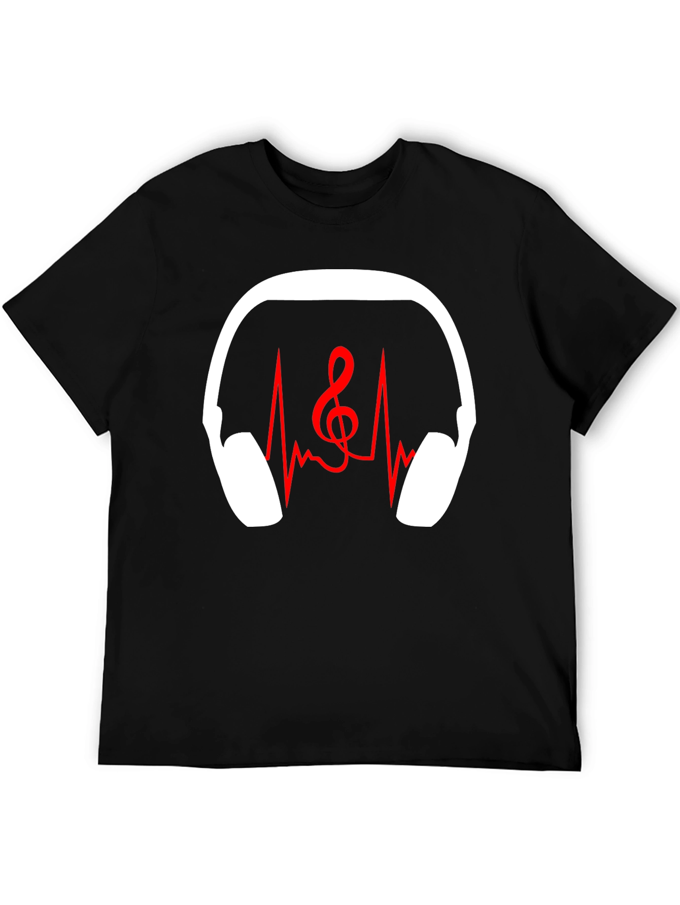 Music Lover T-Shirt - Headphones Heartbeat Treble Clef