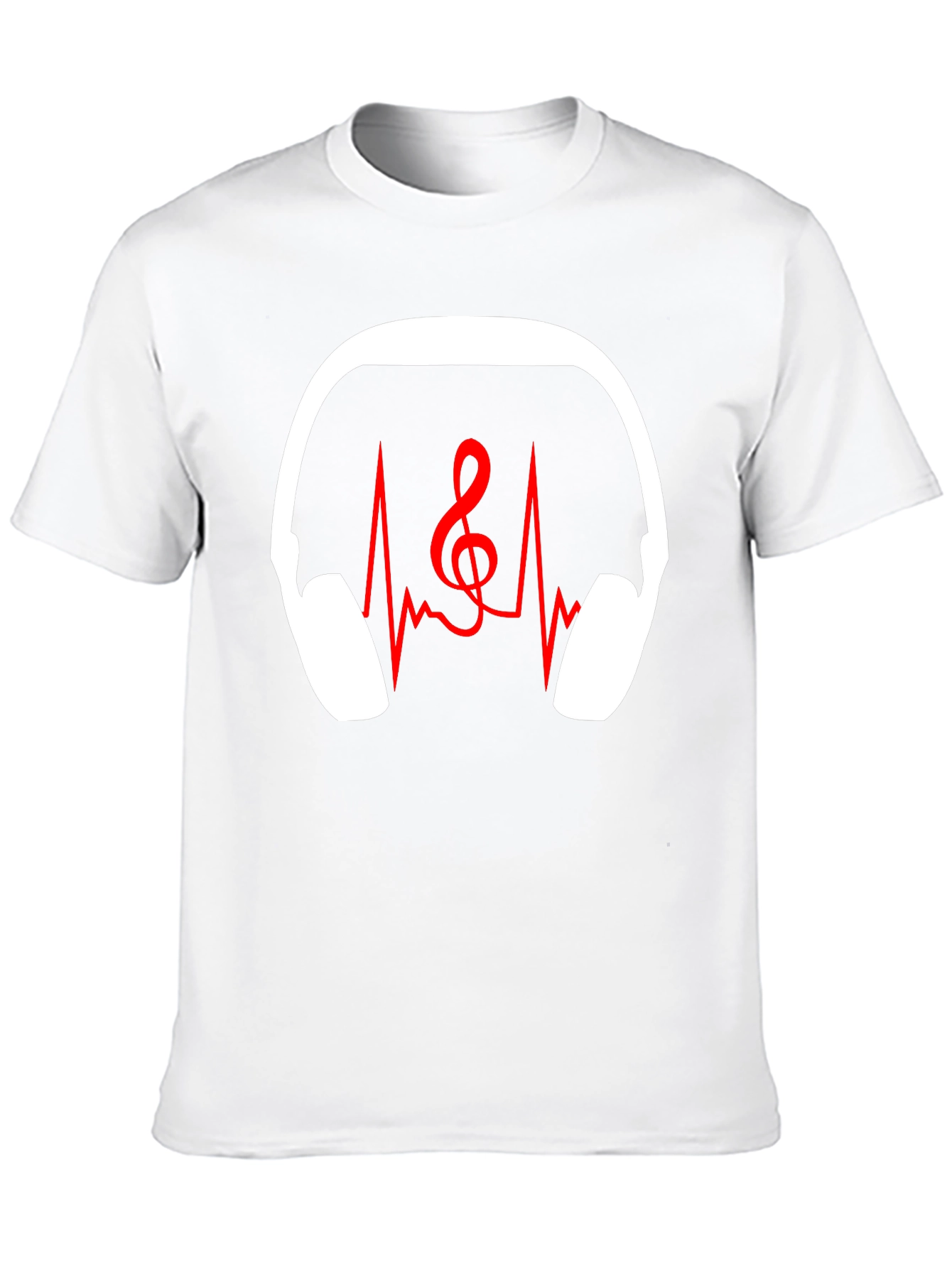 Music Lover T-Shirt - Headphones Heartbeat Treble Clef