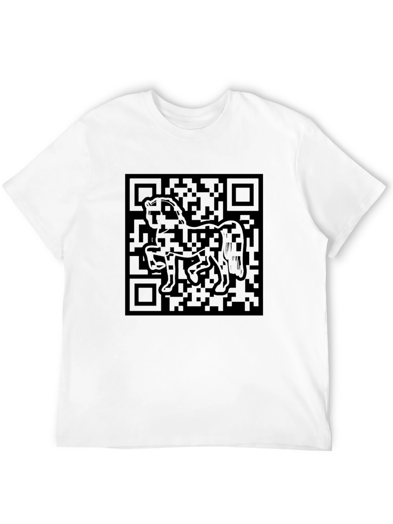 Black QR Code Horse Graphic T-Shirt
