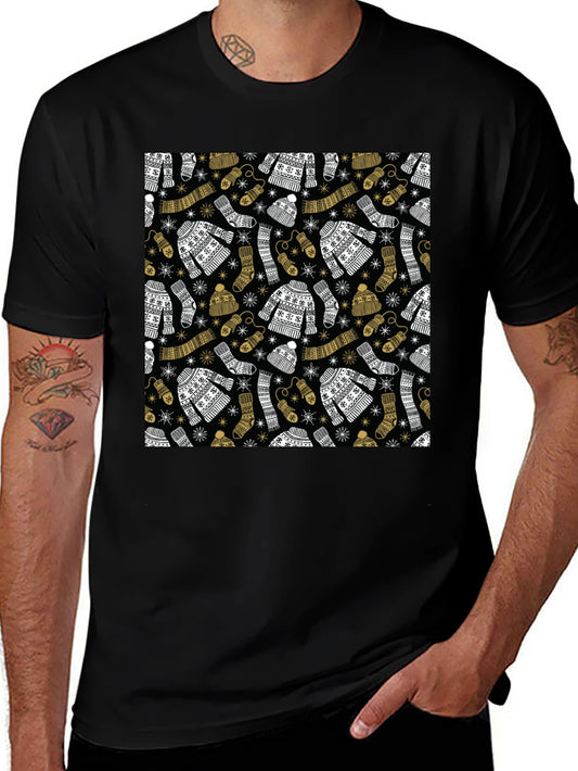 Winter Pattern Black T-Shirt