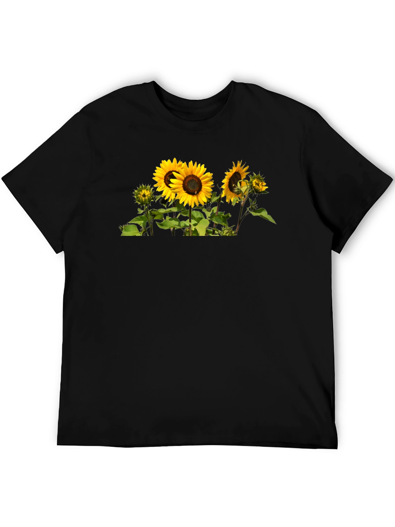 Sunflower Graphic Tee - Mens Black Cotton T-Shirt