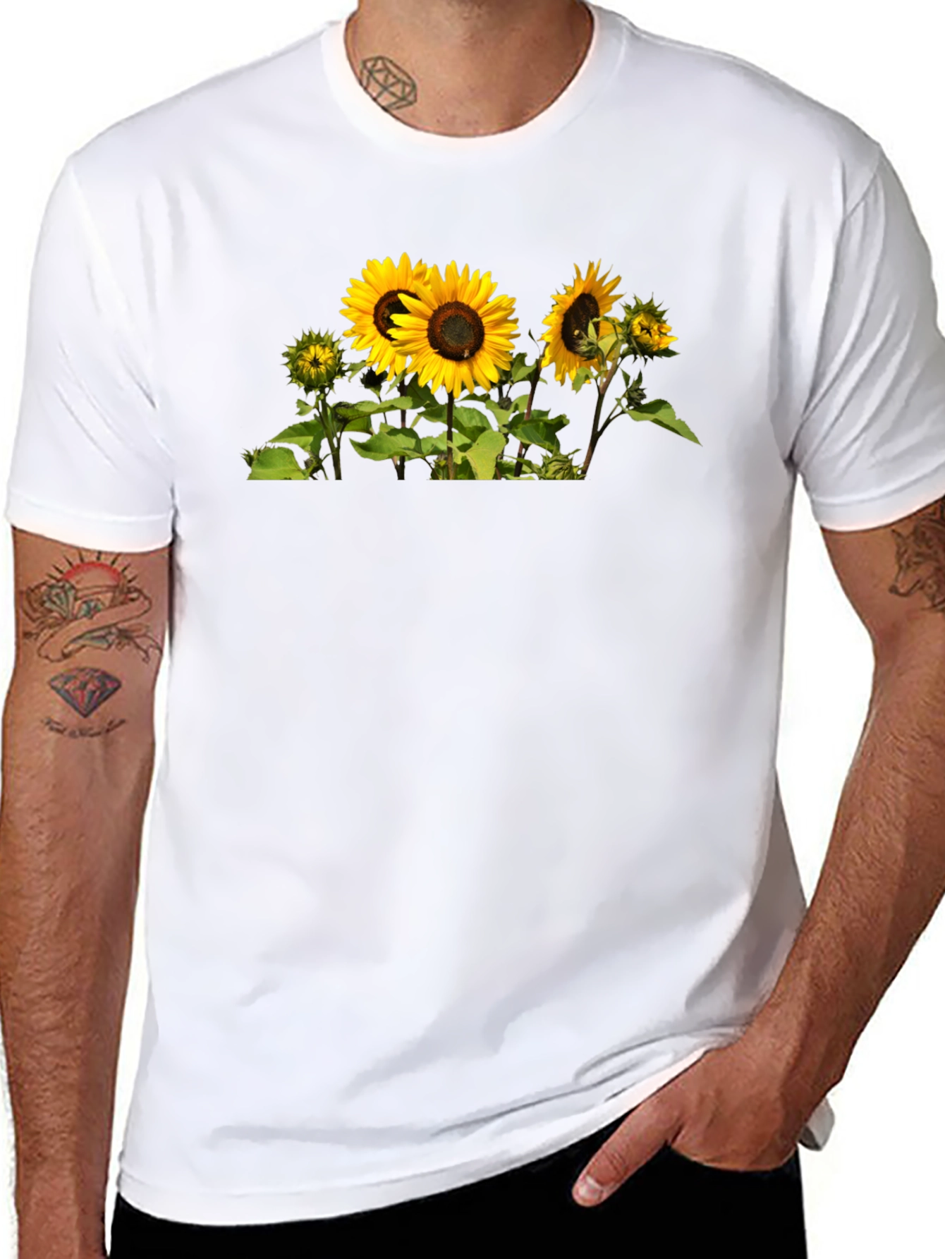 Sunflower Graphic Tee - Mens Black Cotton T-Shirt