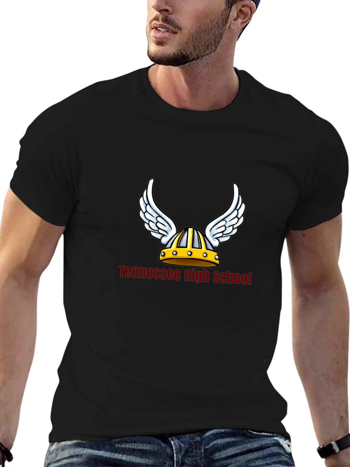 Tennessee High School Viking Helmet Black T-Shirt