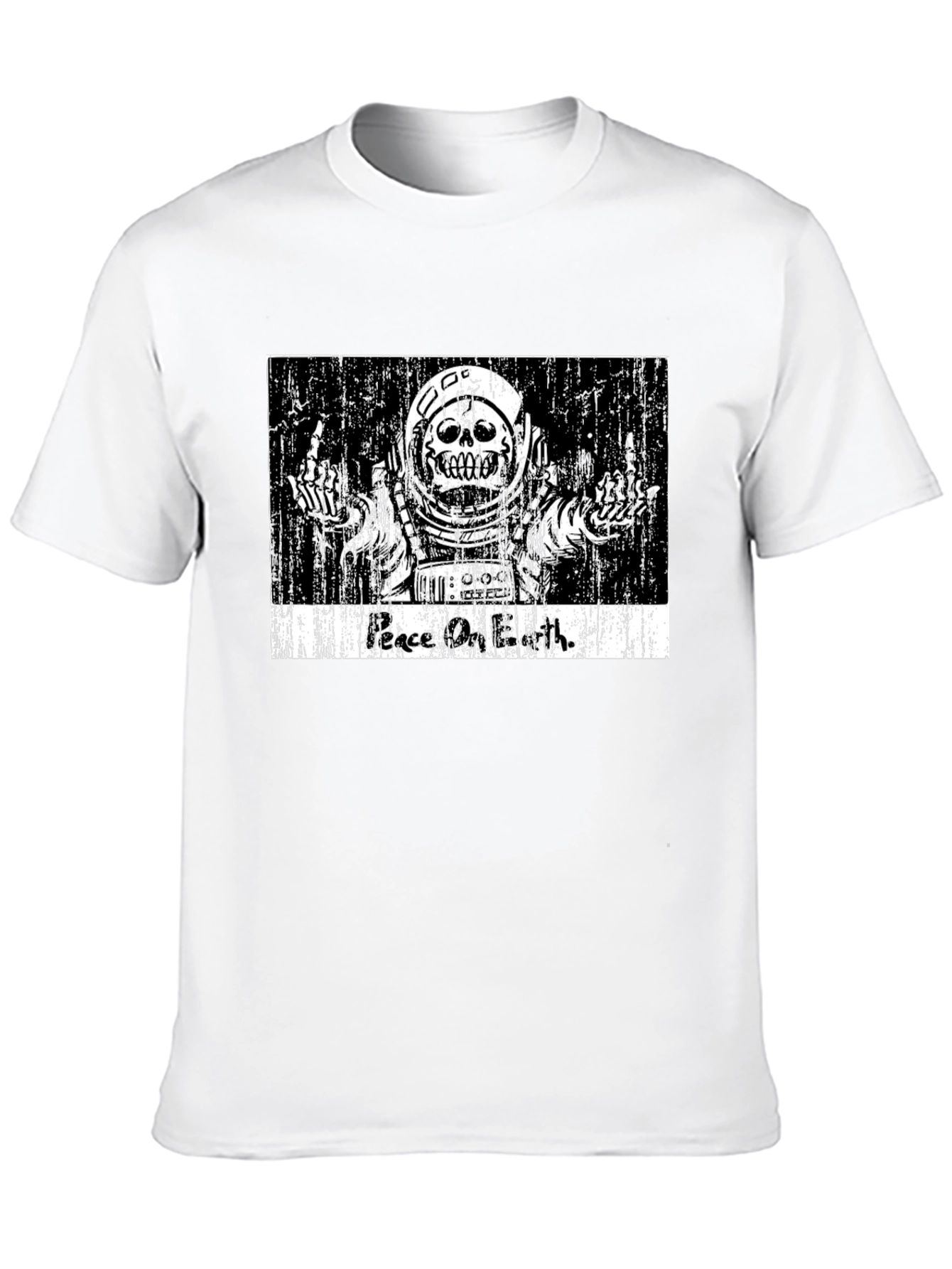Peace On Earth Skeleton Astronaut Graphic Tee