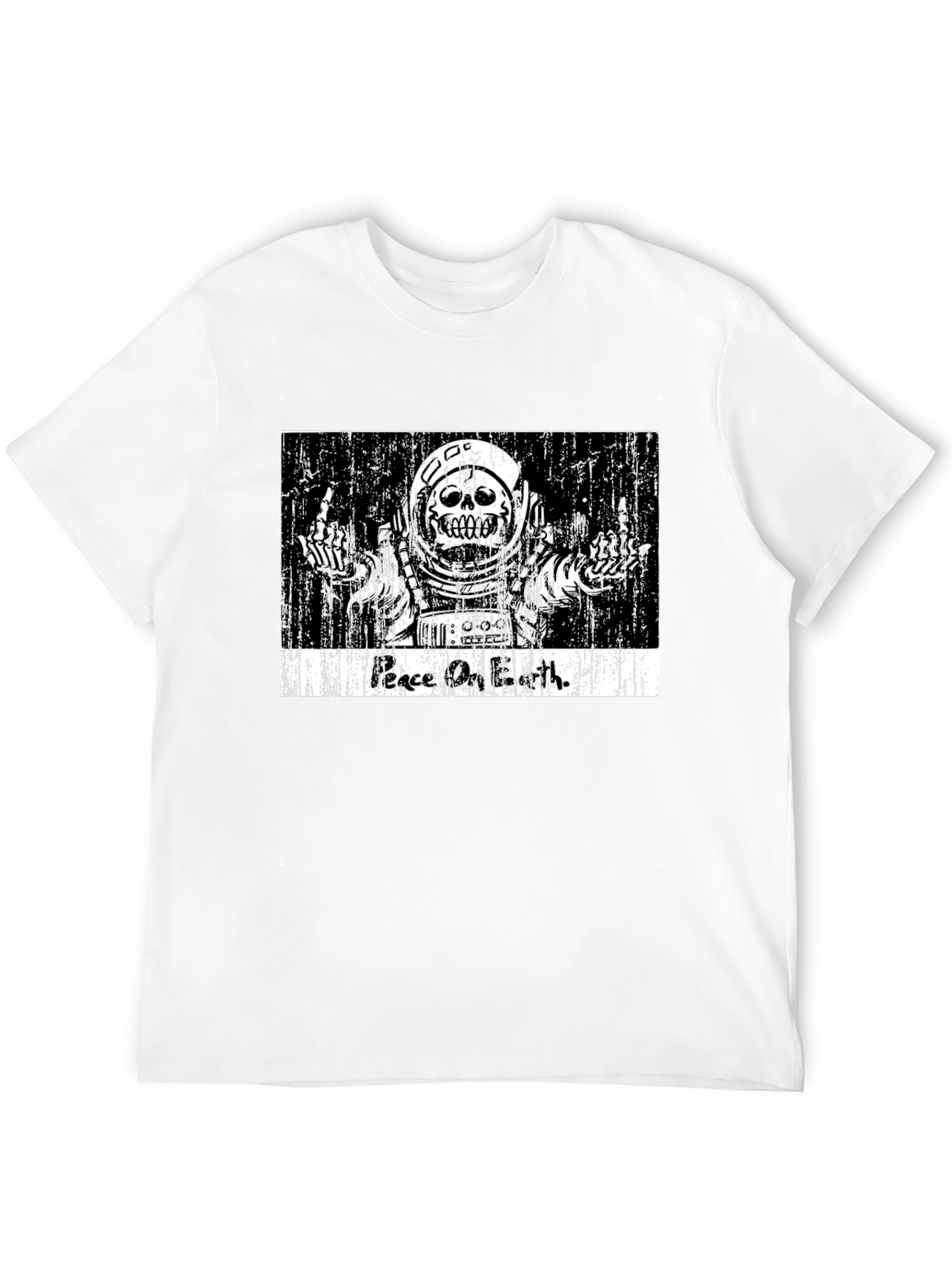 Peace On Earth Skeleton Astronaut Graphic Tee