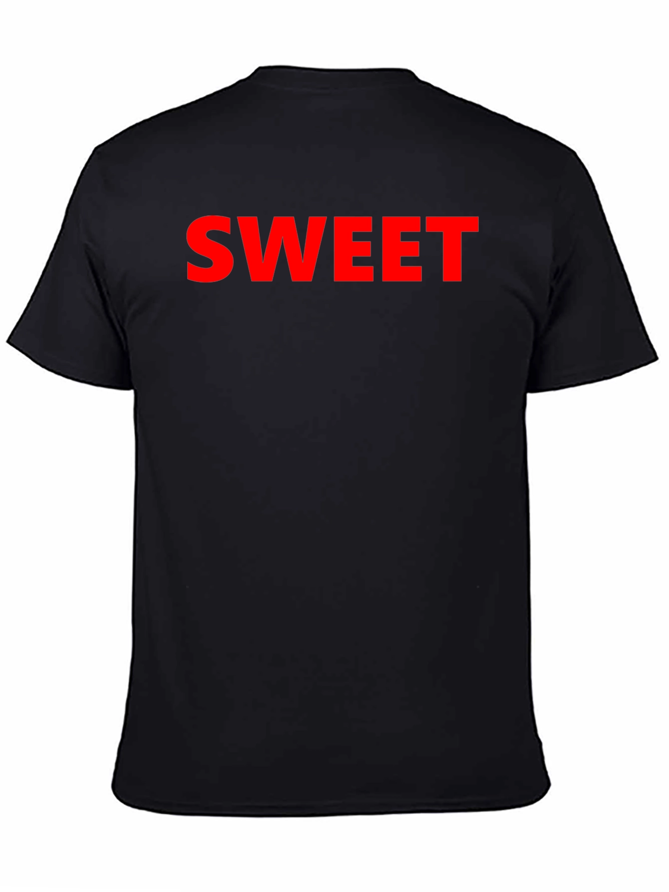 Sweet Red Text Graphic Black T-Shirt
