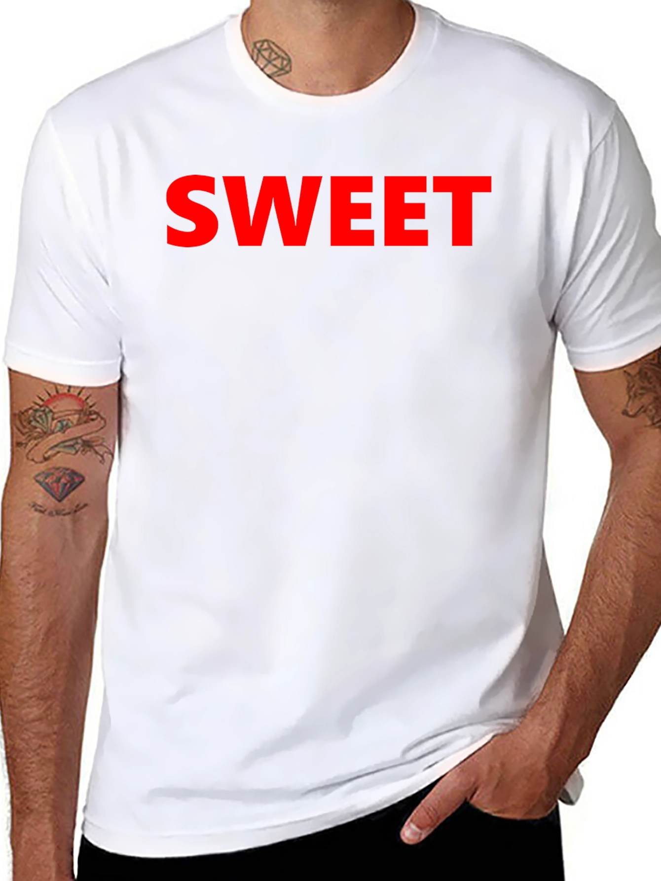 Sweet Red Text Graphic Black T-Shirt