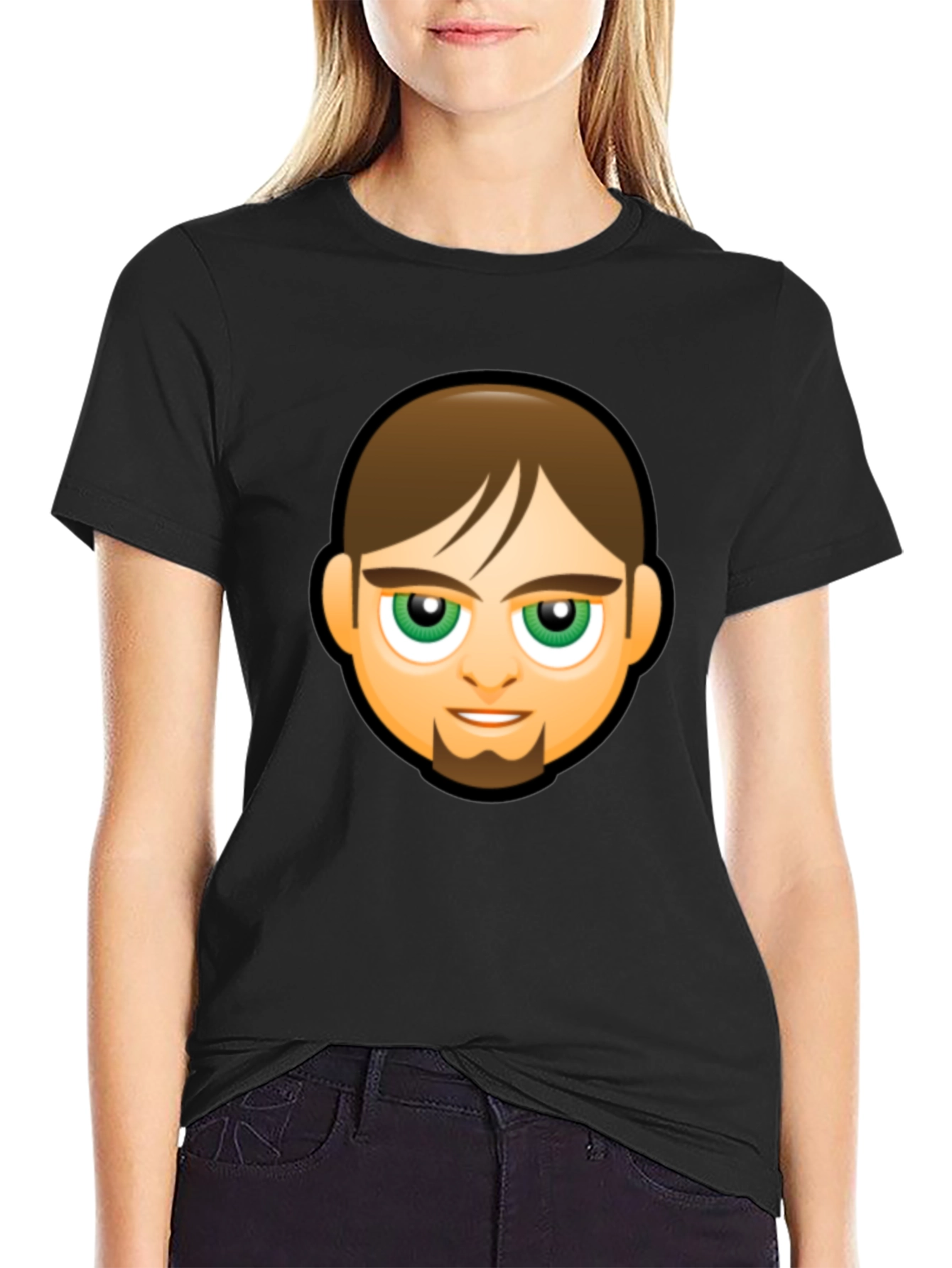 Emoji Face Graphic Black T-Shirt