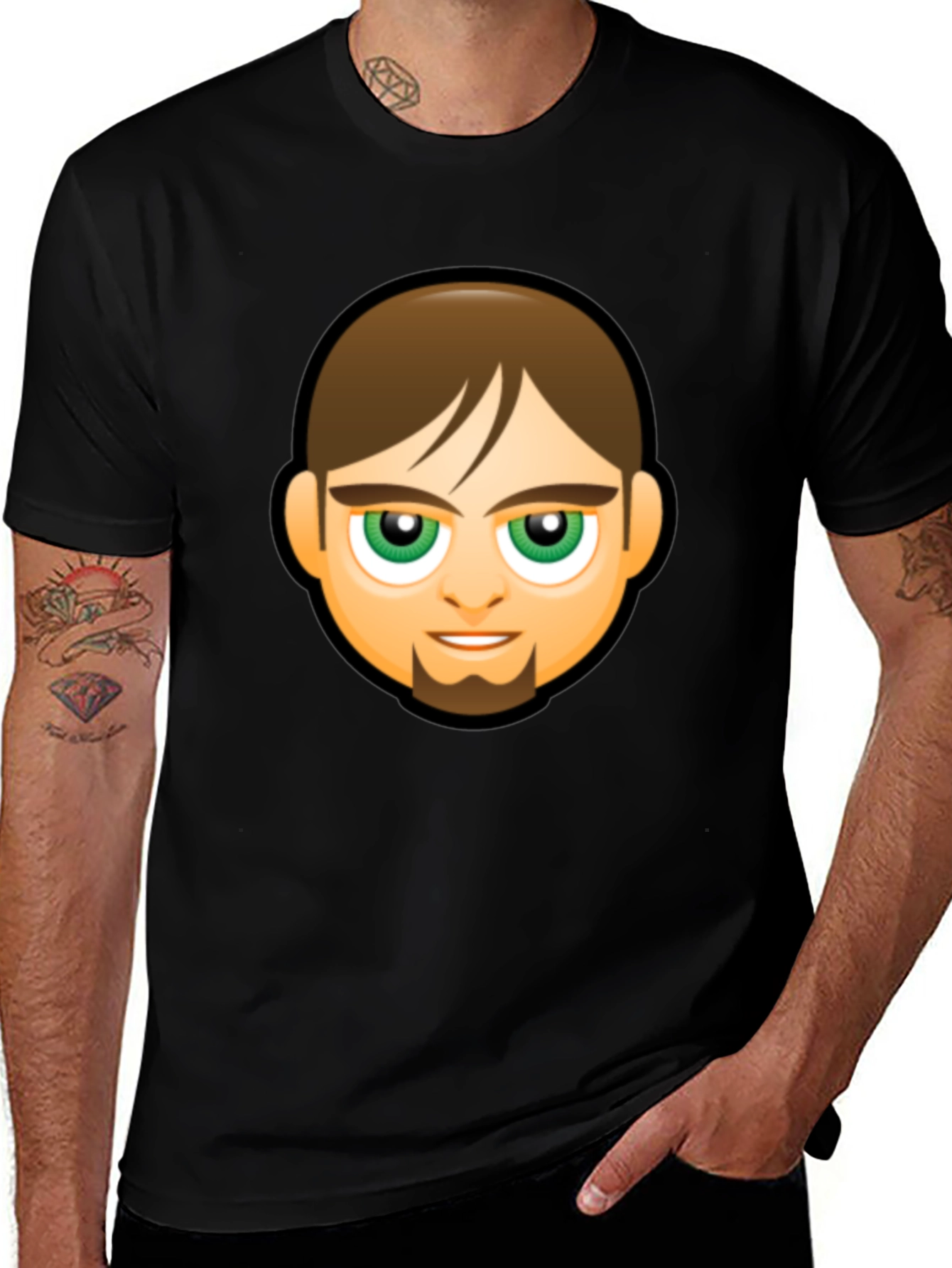 Emoji Face Graphic Black T-Shirt