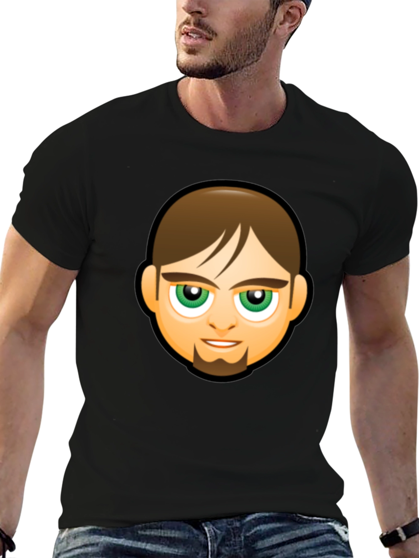 Emoji Face Graphic Black T-Shirt