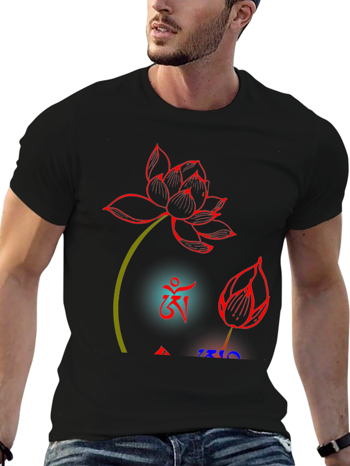 Lotus Design Black T-Shirt
