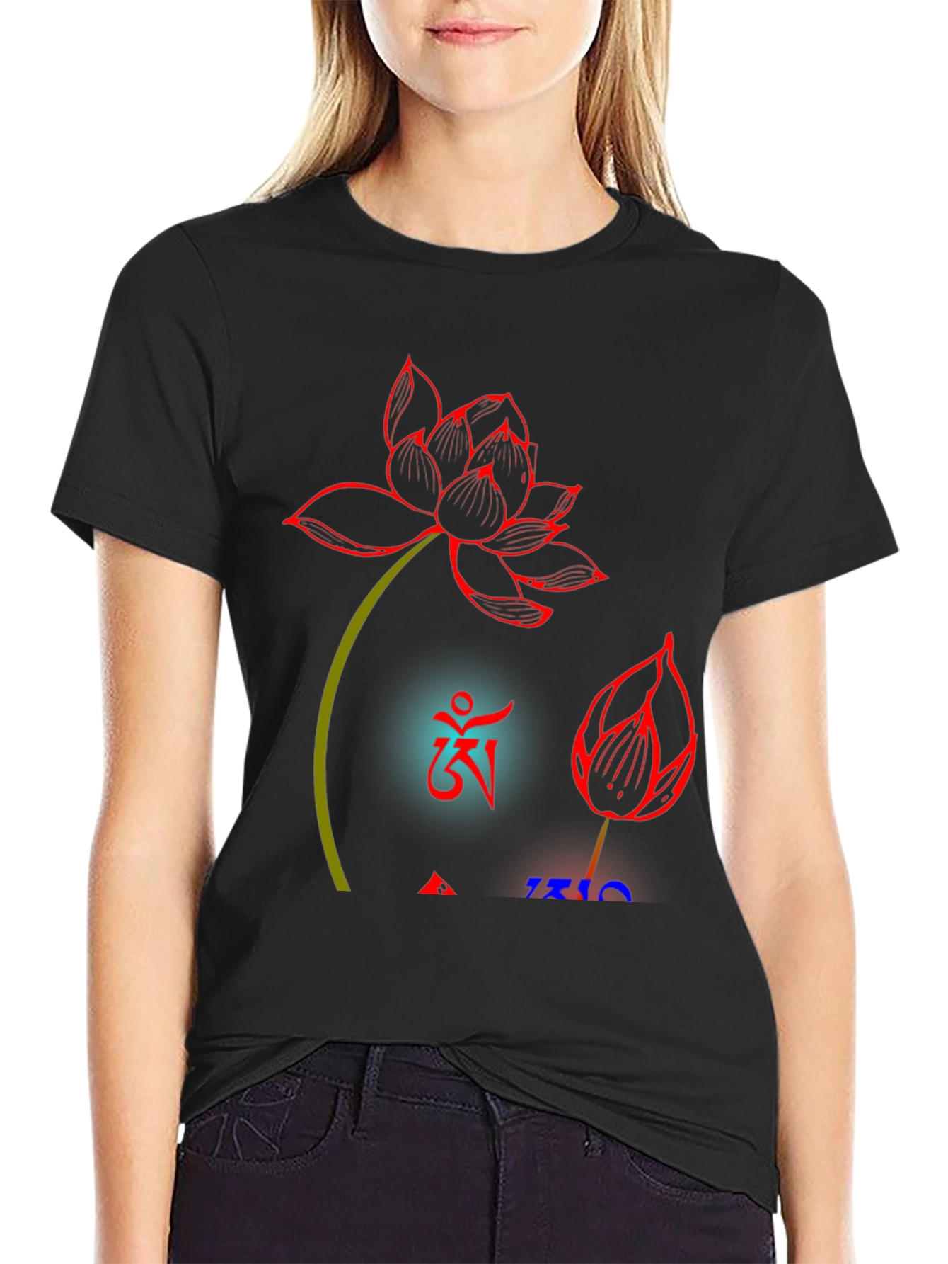 Lotus Design Black T-Shirt