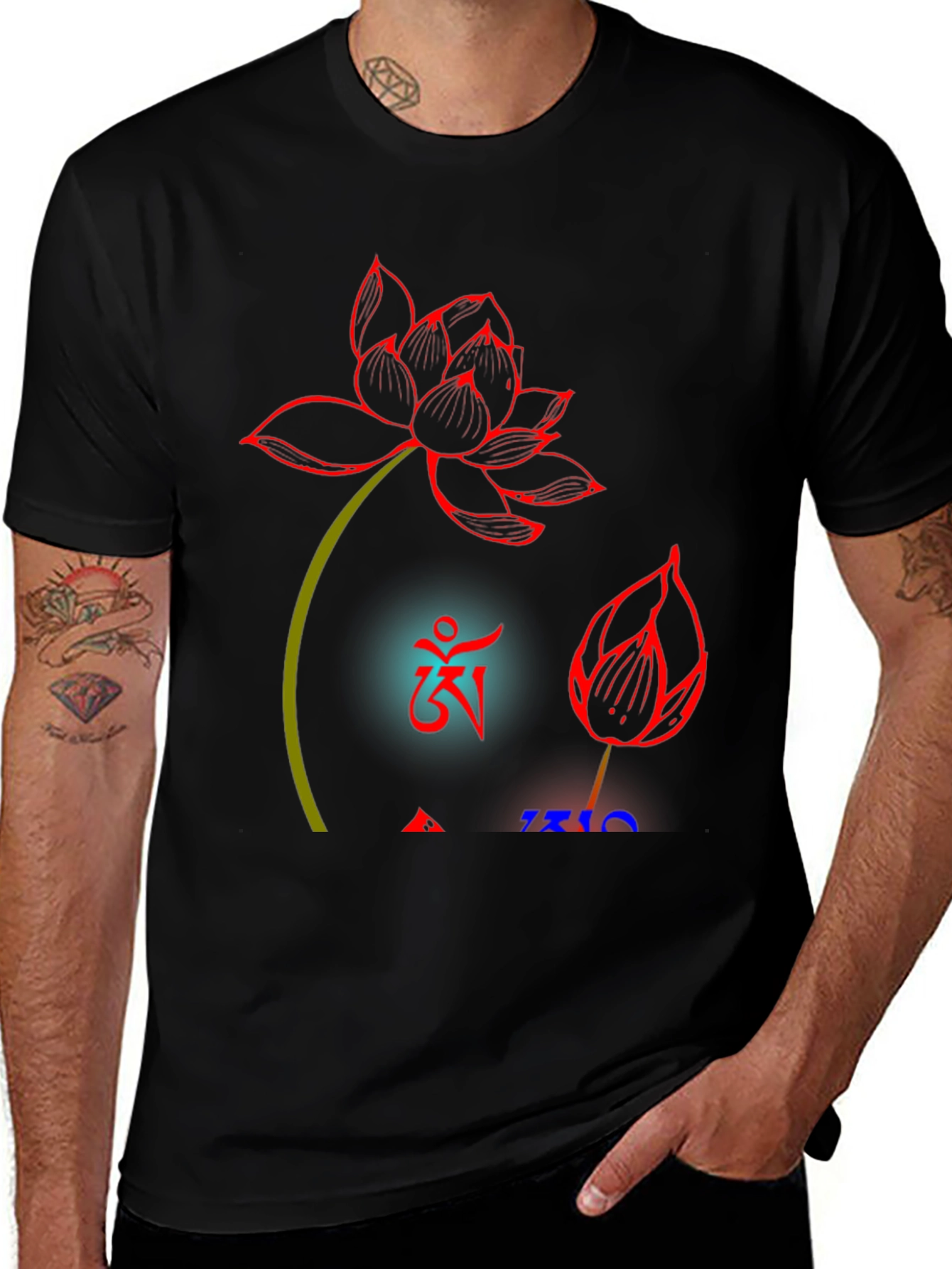 Lotus Design Black T-Shirt