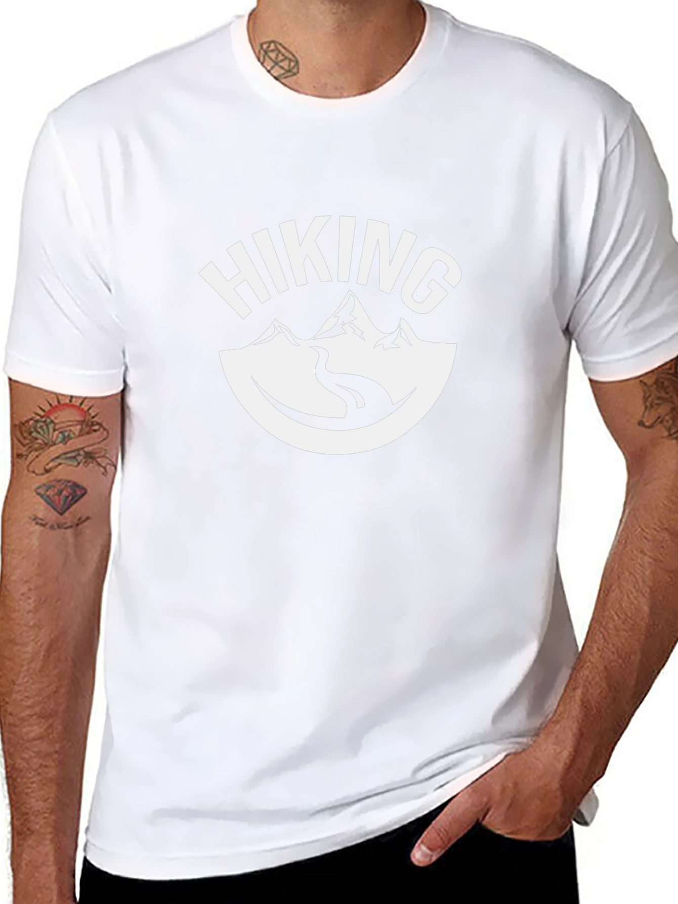 Hiking Graphic Tee - Black Cotton T-Shirt