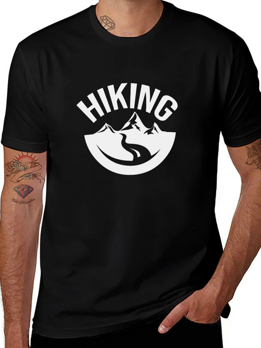 Hiking Graphic Tee - Black Cotton T-Shirt