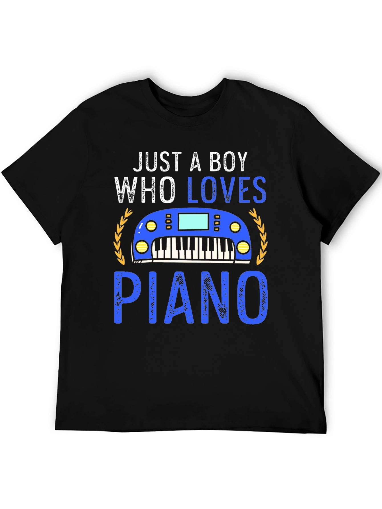 Just A Boy Who Loves Piano Black T-Shirt