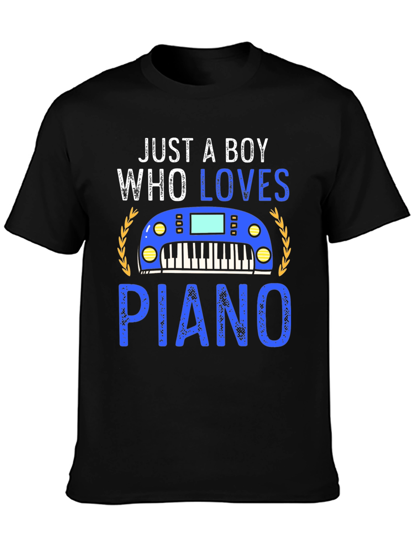 Just A Boy Who Loves Piano Black T-Shirt