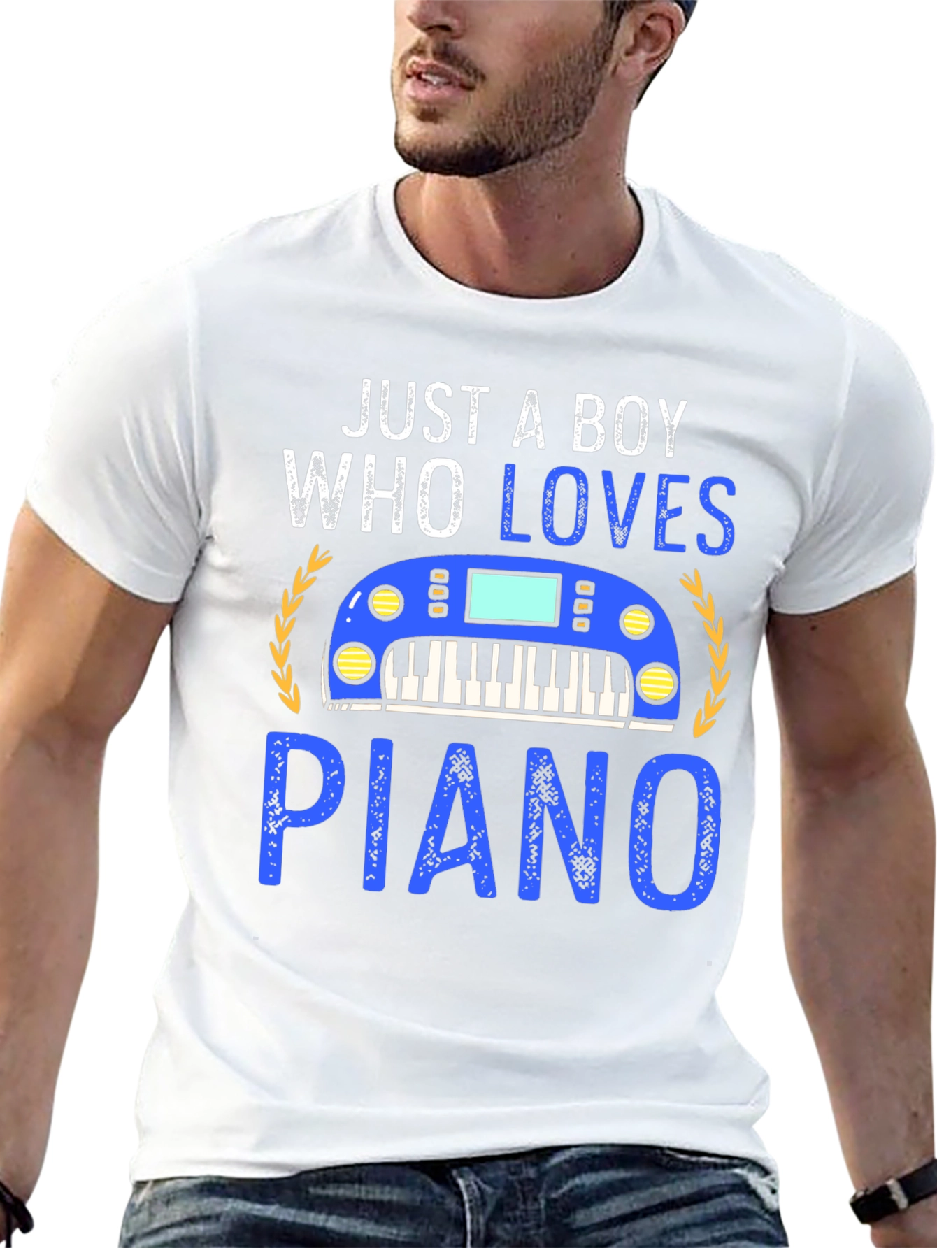 Just A Boy Who Loves Piano Black T-Shirt